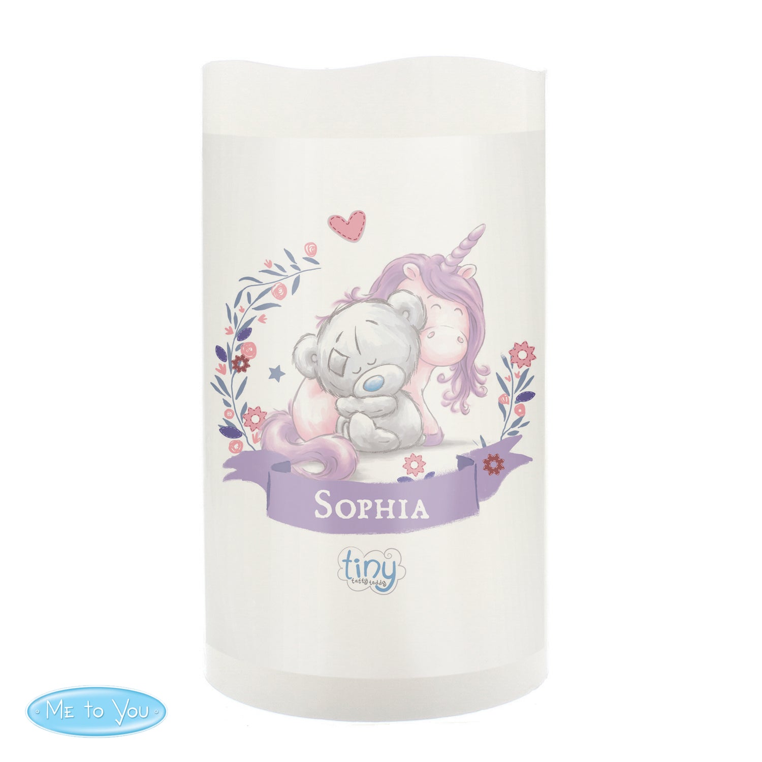 Personalised Tiny Tatty Teddy Unicorn Nightlight LED Candle - gift & personalise