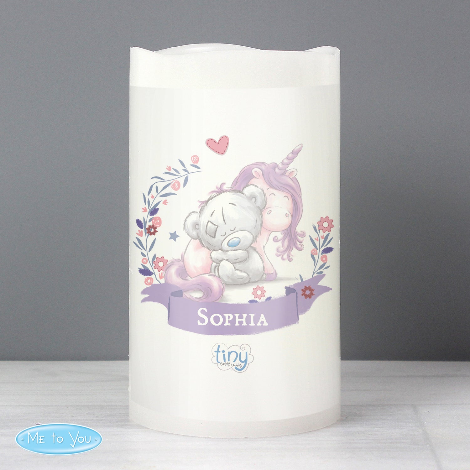 Personalised Tiny Tatty Teddy Unicorn Nightlight LED Candle - gift & personalise