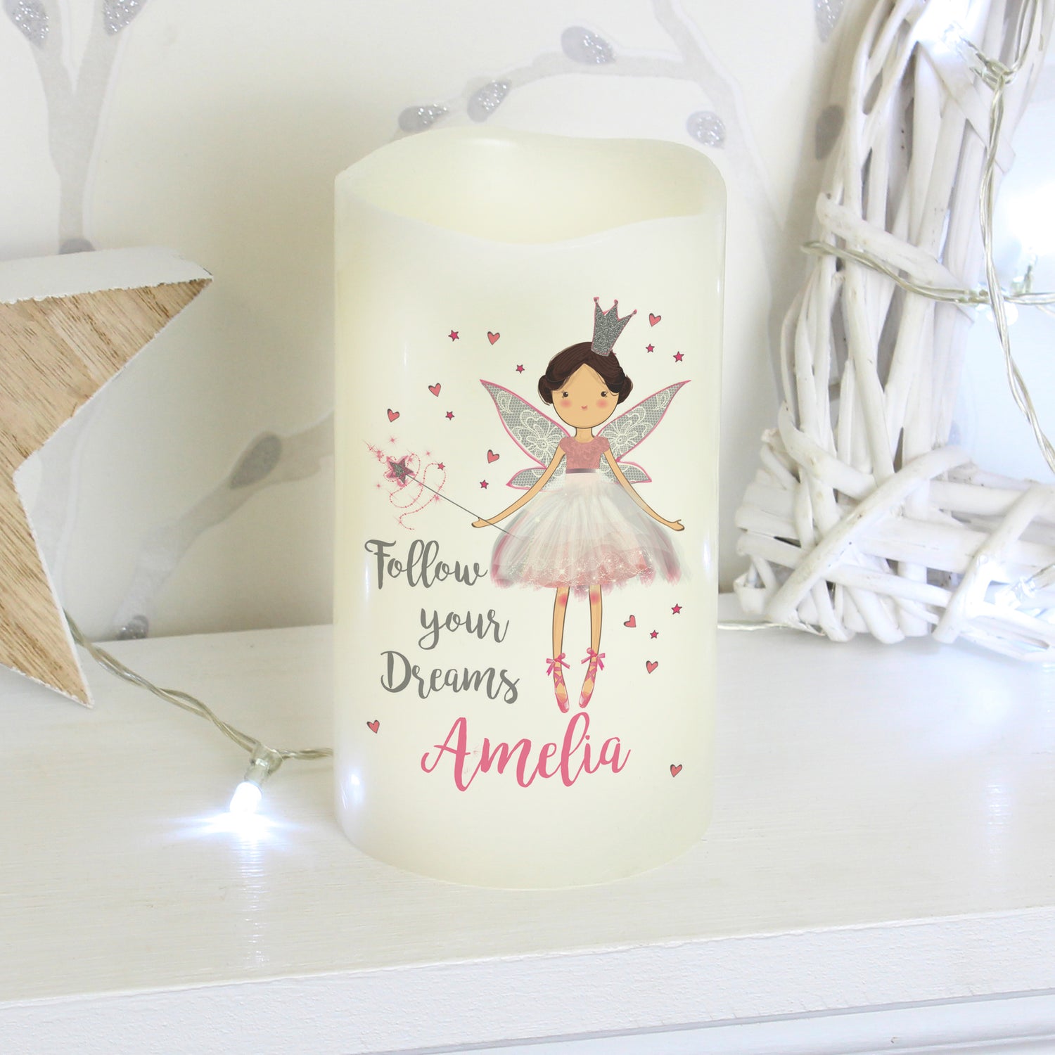 Personalised Fairy Princess Night Light LED  Candle - gift & personalise