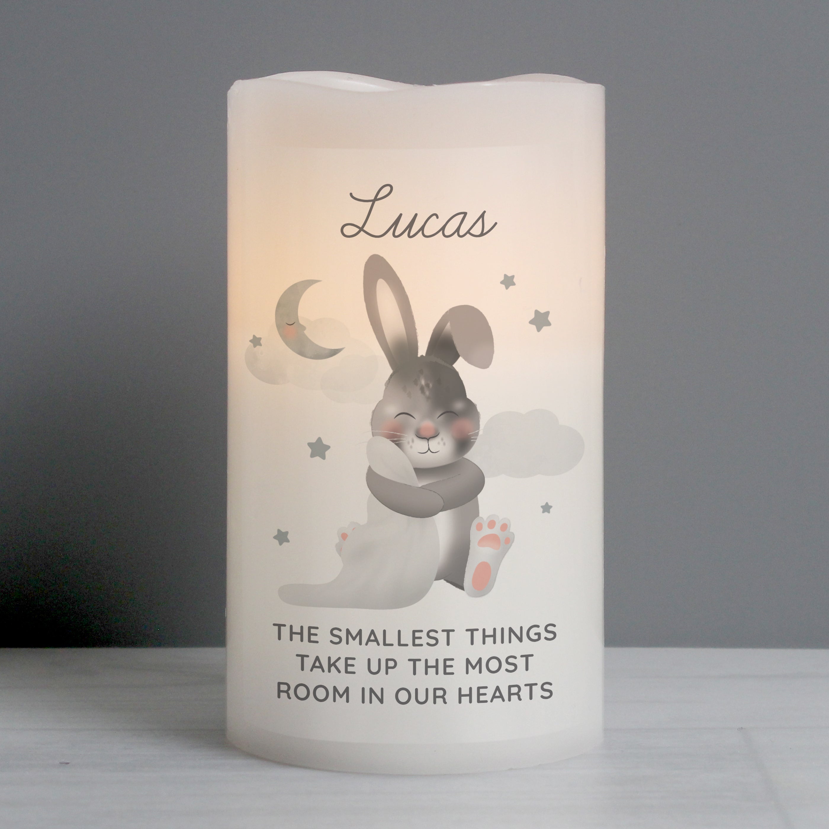 Personalised Baby Bunny LED Candle - gift & personalise