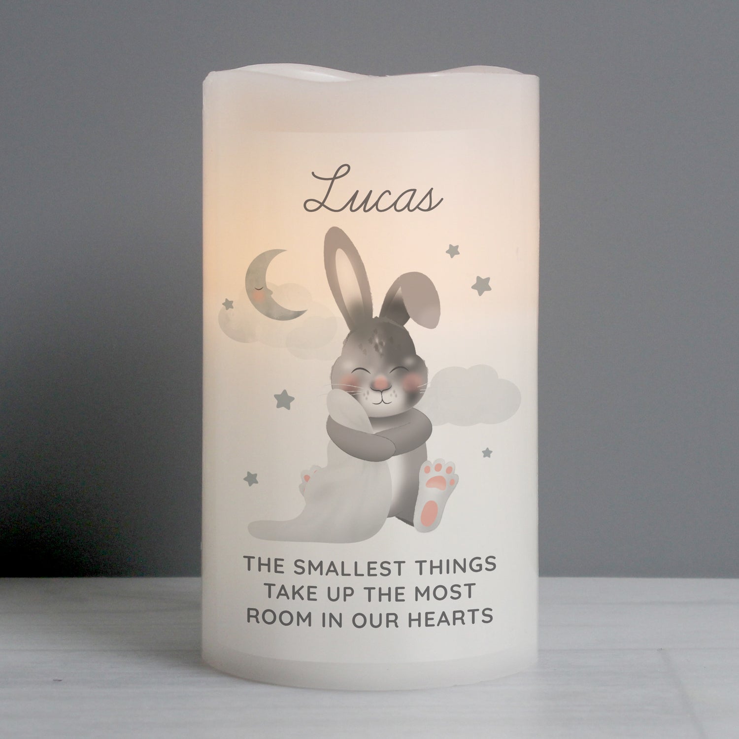 Personalised Baby Bunny LED Candle - gift & personalise