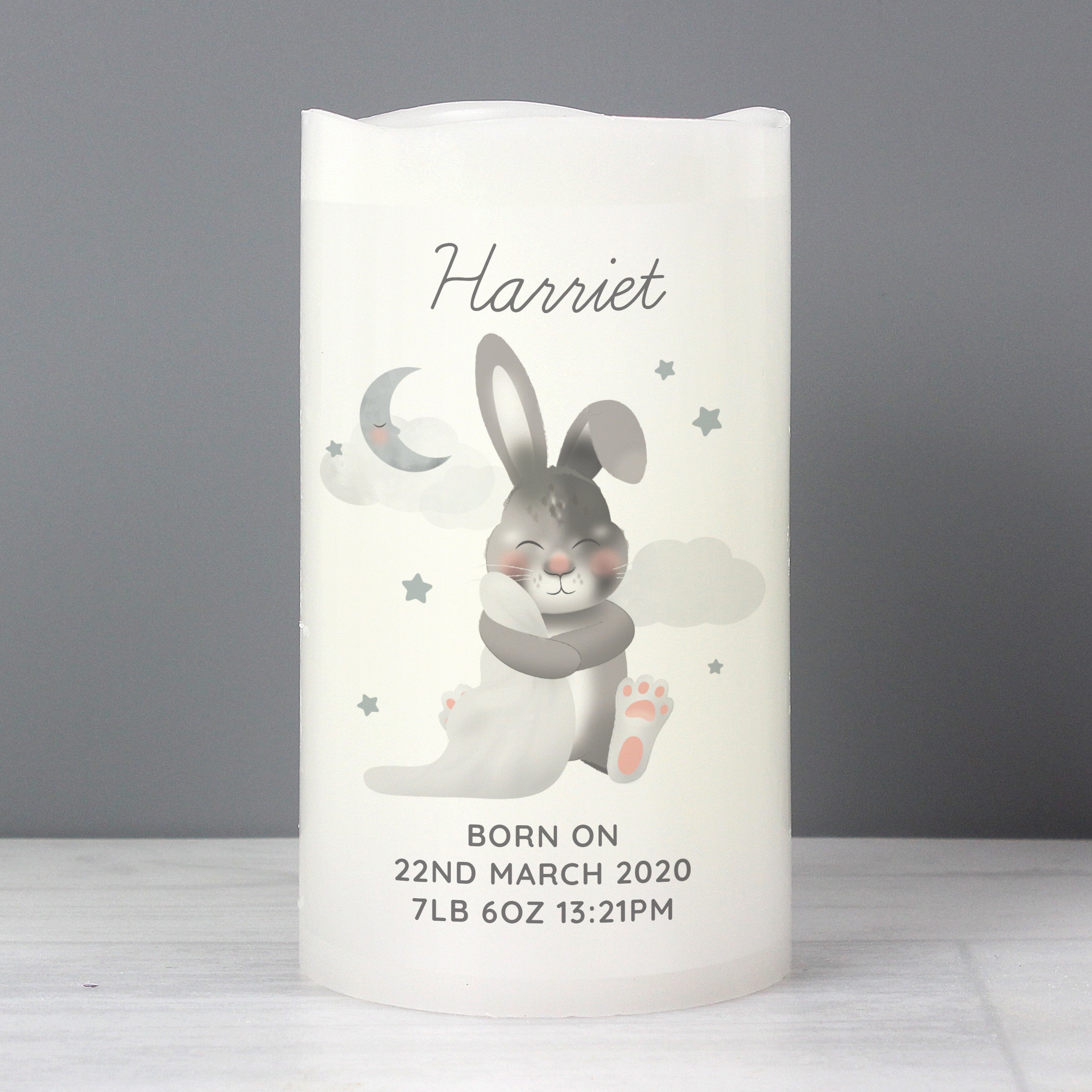 Personalised Baby Bunny LED Candle - gift & personalise