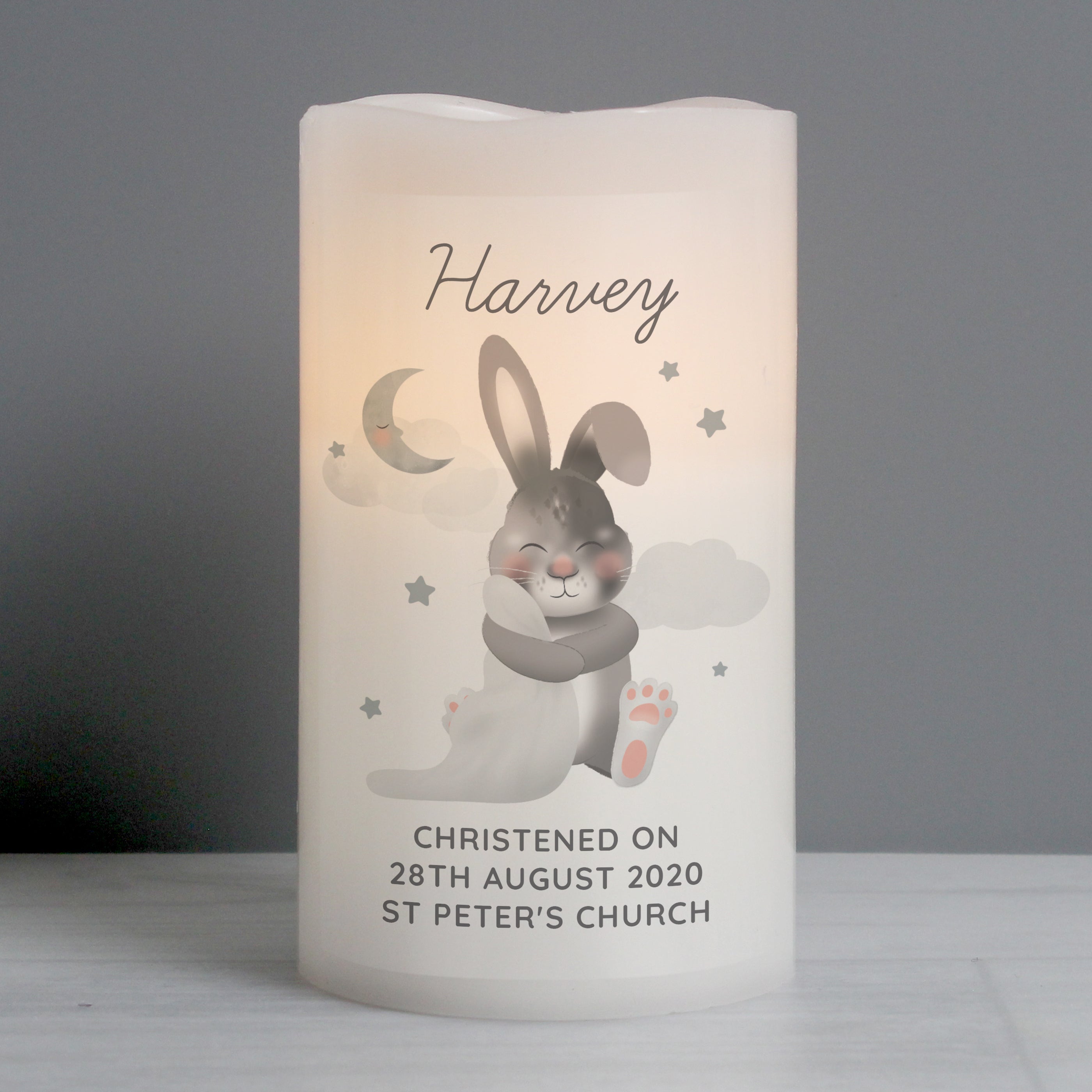 Personalised Baby Bunny LED Candle - gift & personalise