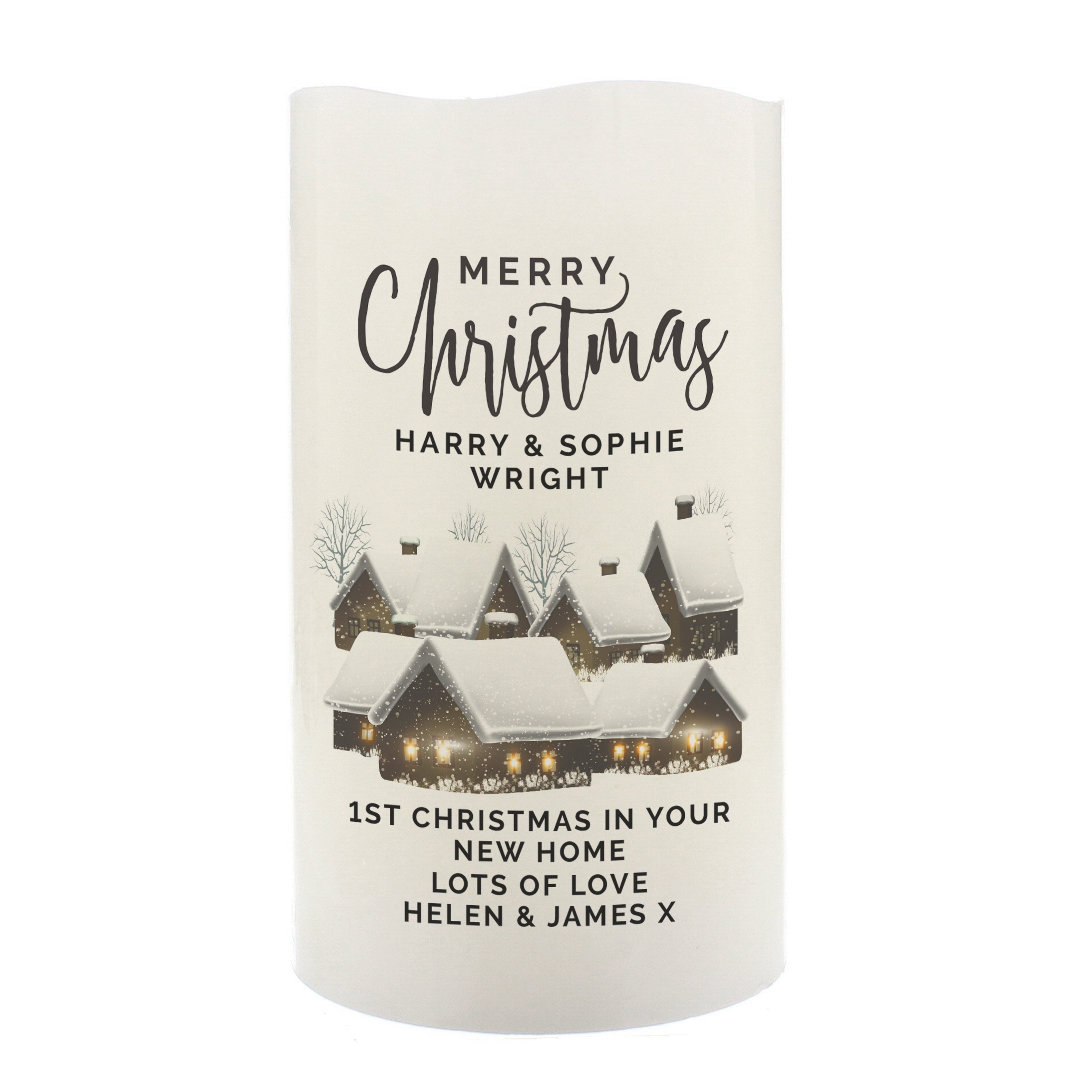 Personalised Christmas Town LED Candle - gift & personalise