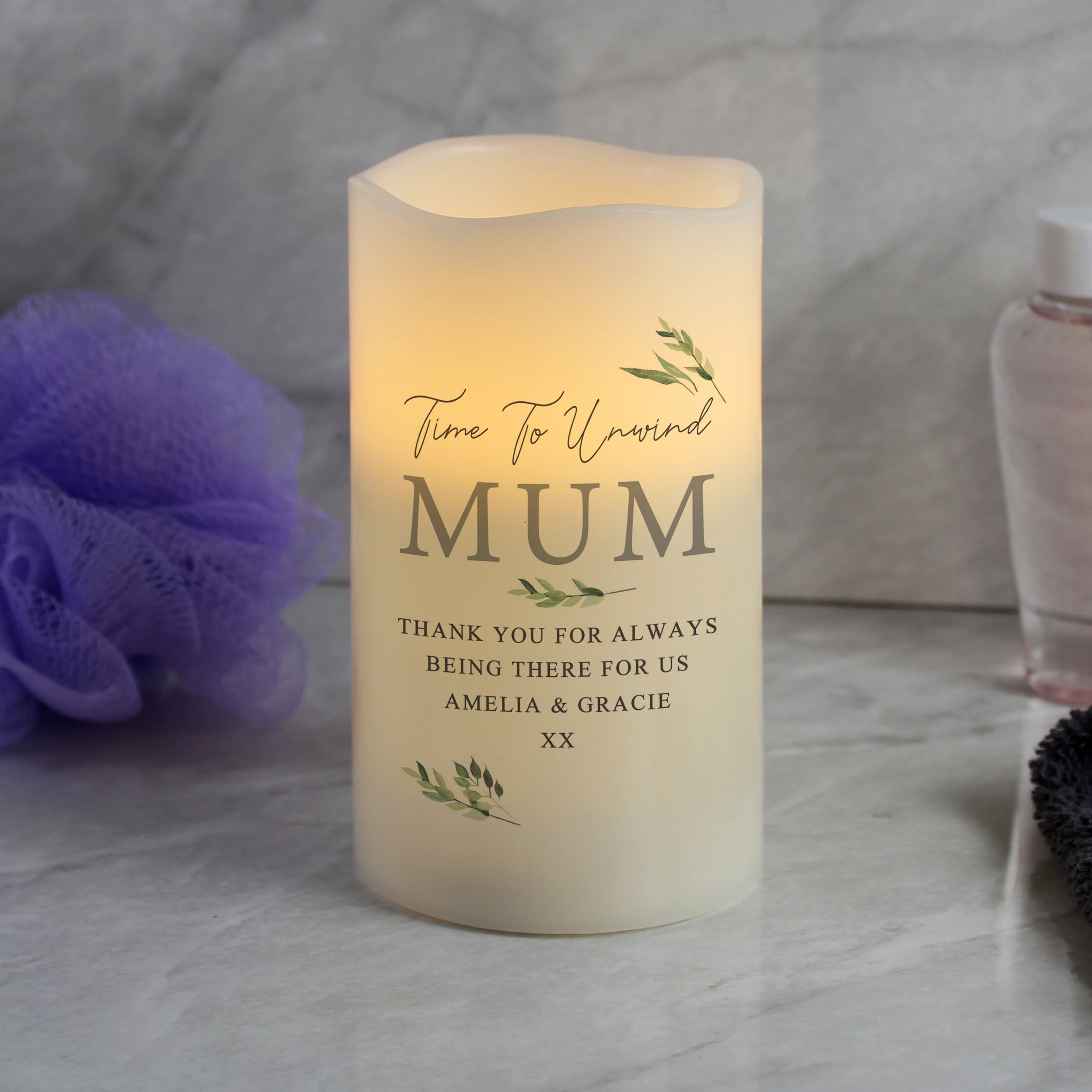 Personalised Botanical LED Candle - gift & personalise