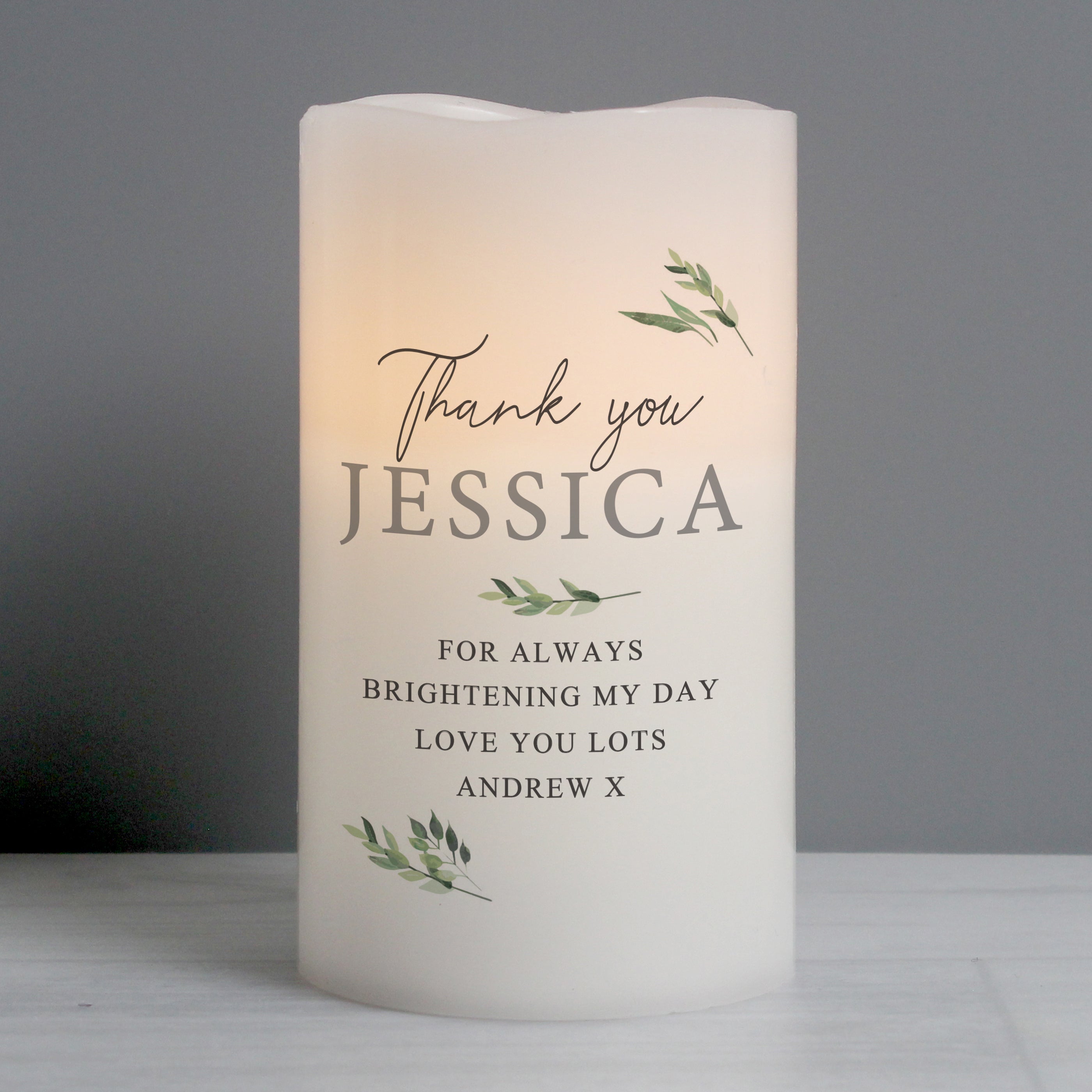 Personalised Botanical LED Candle - gift & personalise