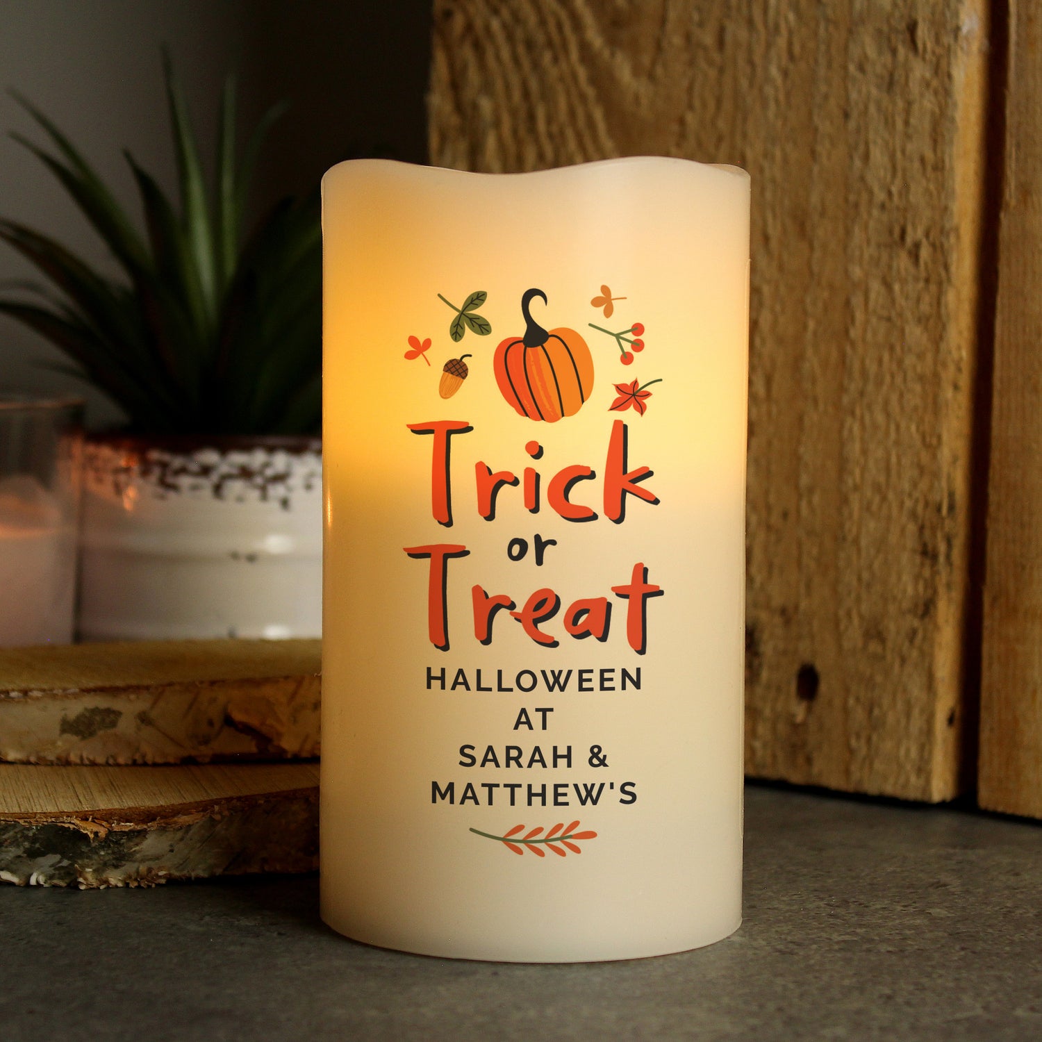 Personalised Trick or Treat LED Candle - gift & personalise