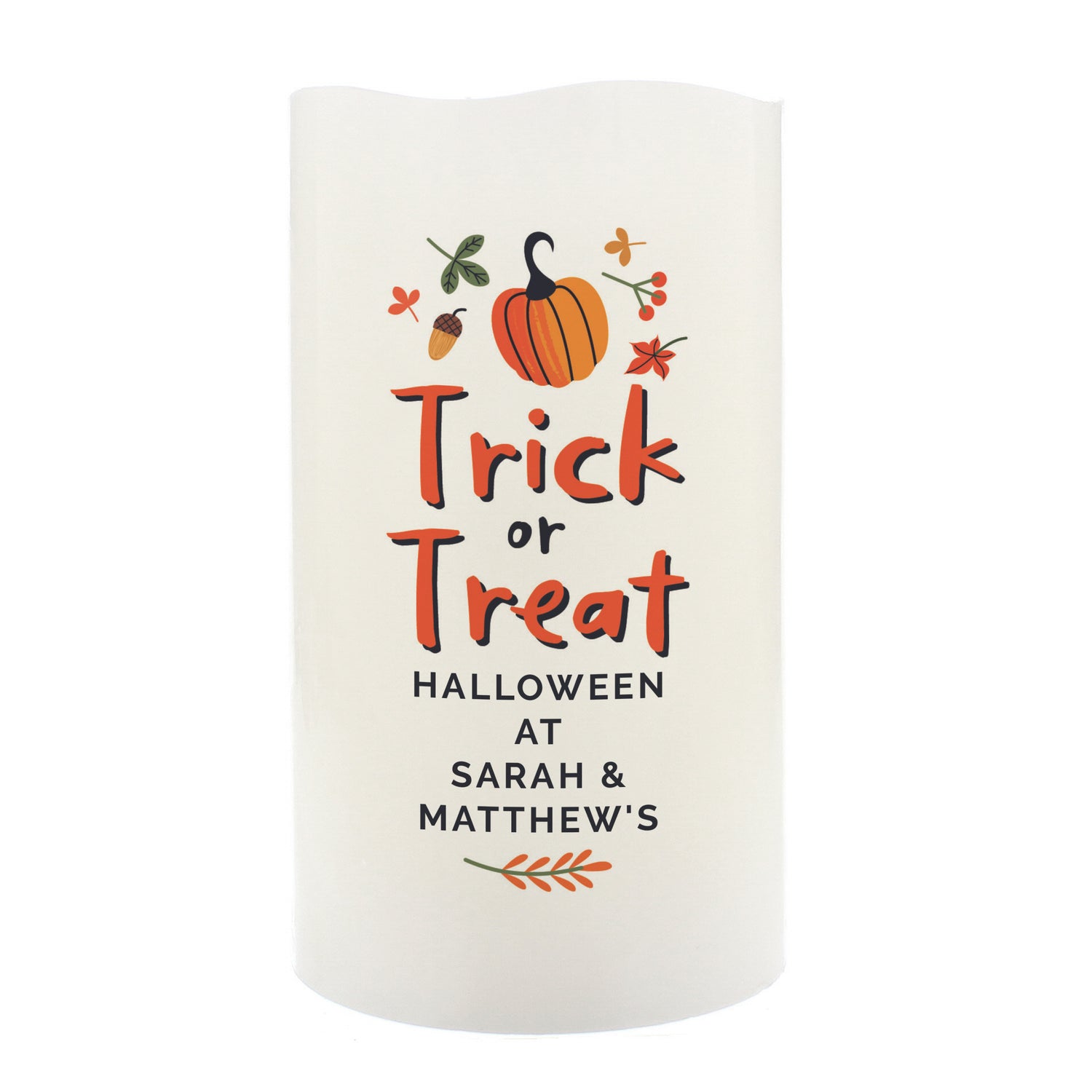 Personalised Trick or Treat LED Candle - gift & personalise