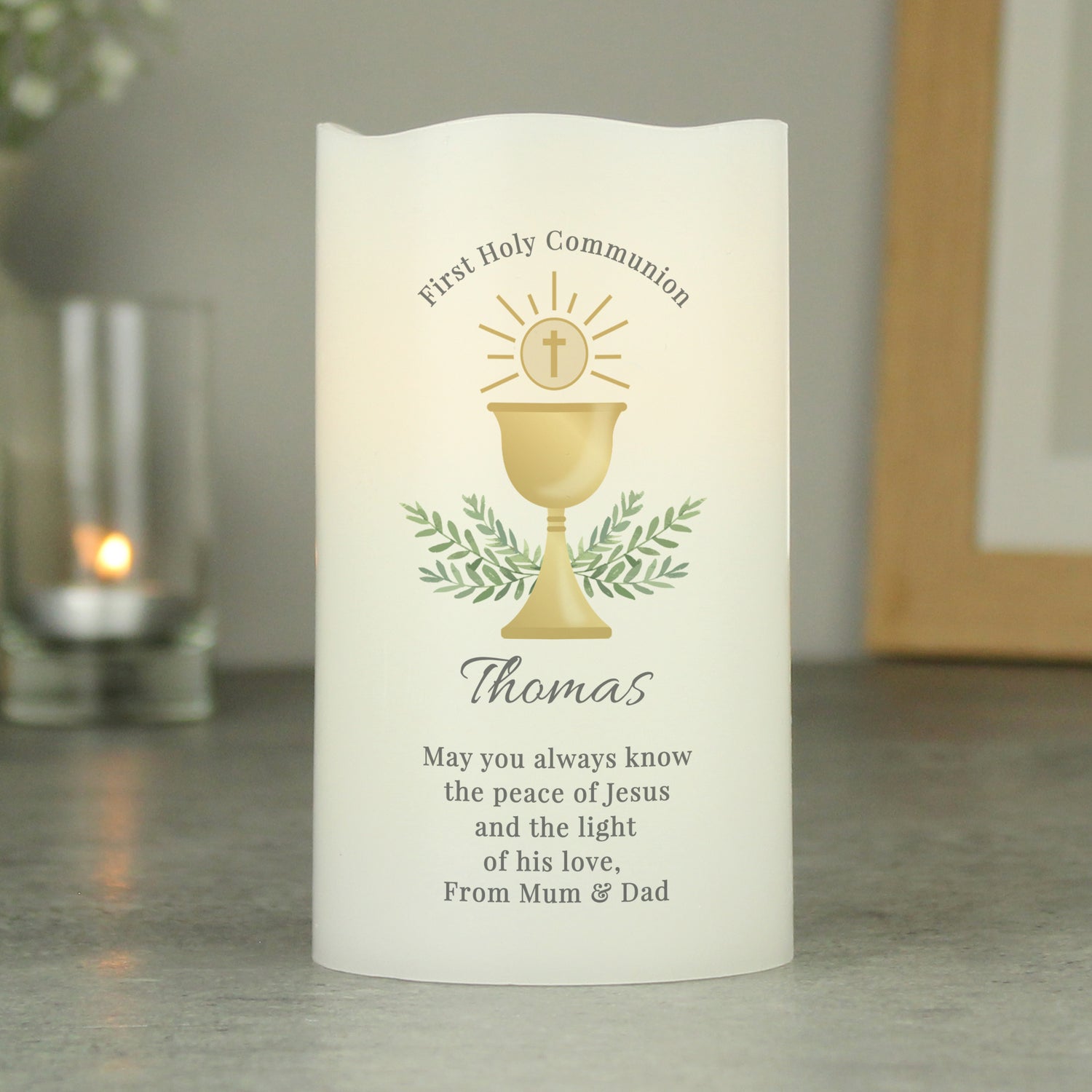 Personalised First Holy Communion LED Candle - gift & personalise