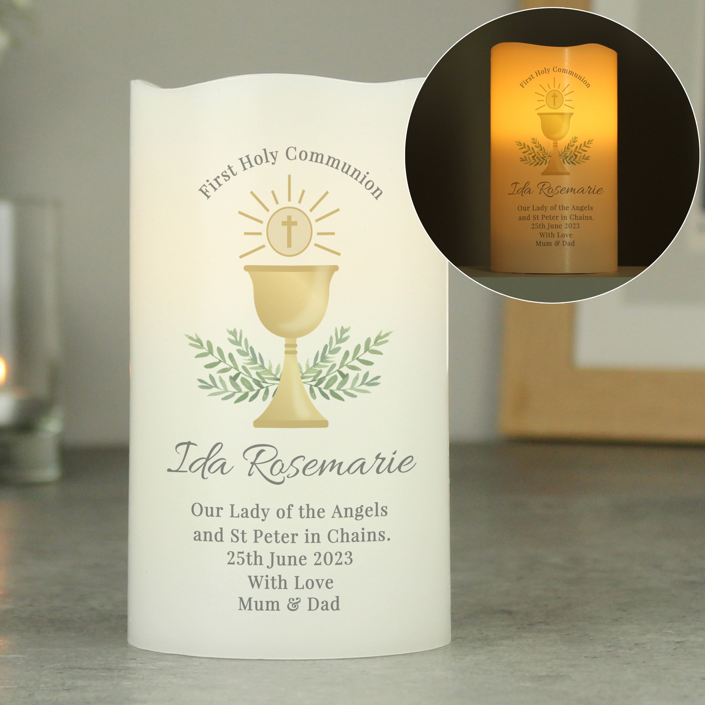 Personalised First Holy Communion LED Candle - gift & personalise