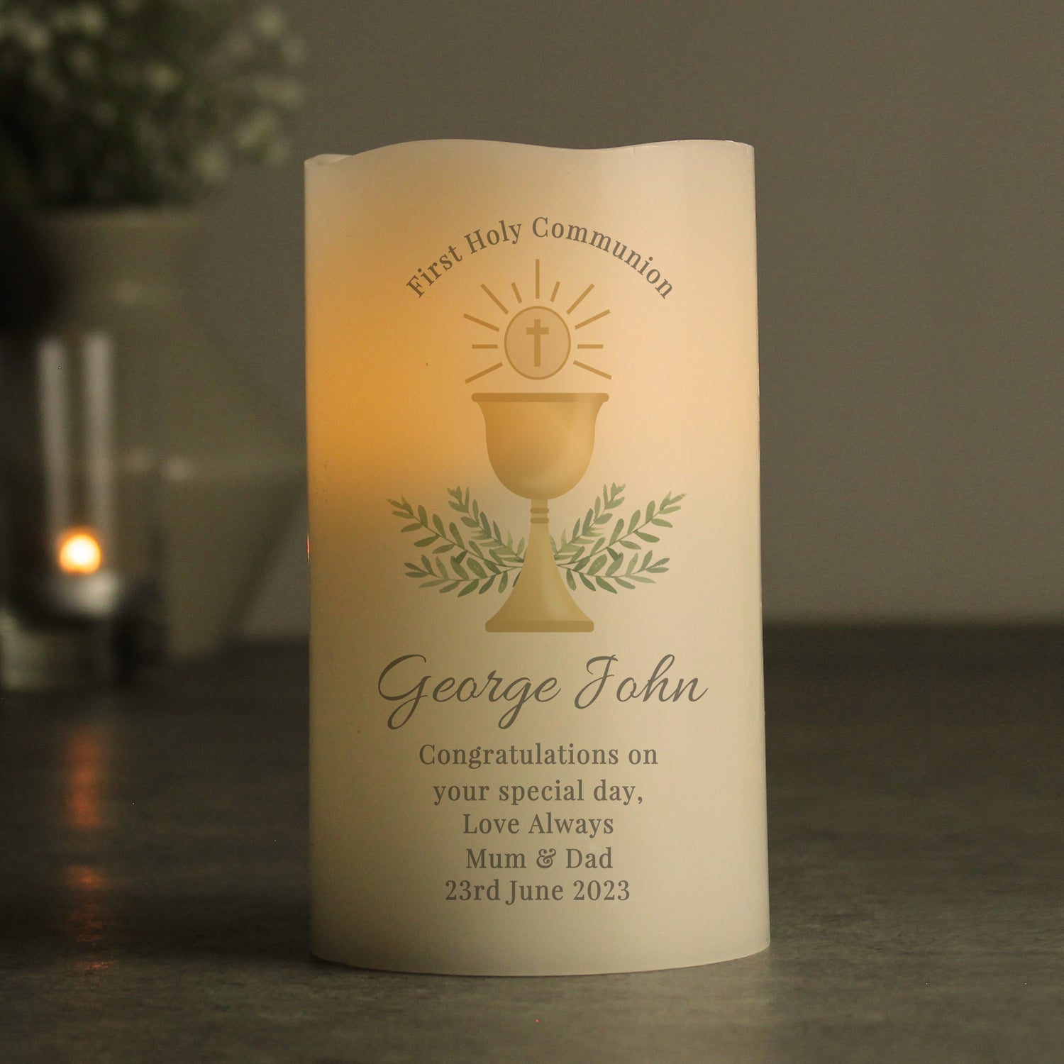 Personalised First Holy Communion LED Candle - gift & personalise