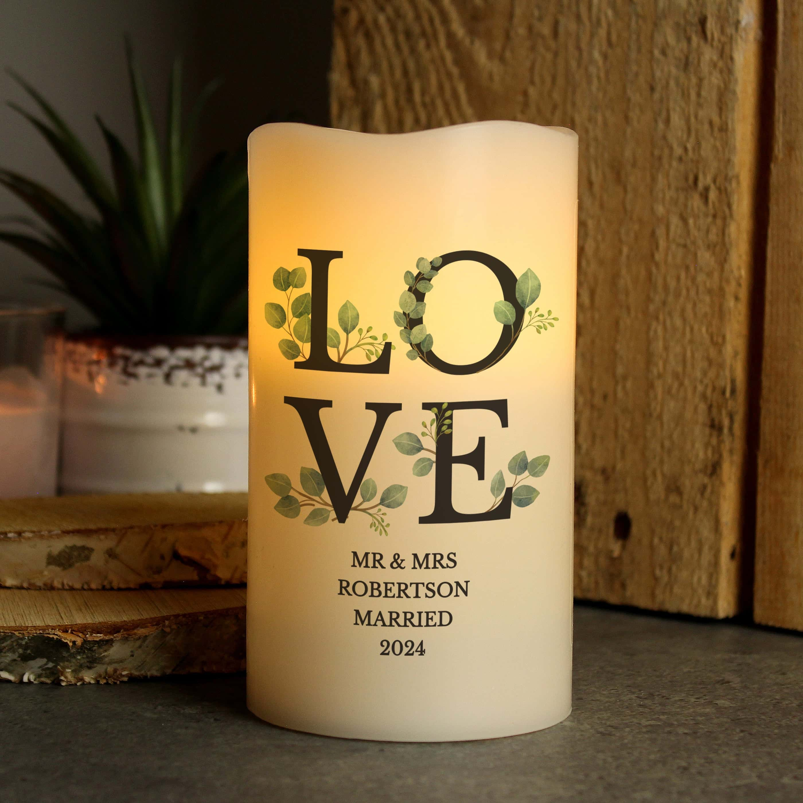 Personalised LOVE LED Candle - gift & personalise