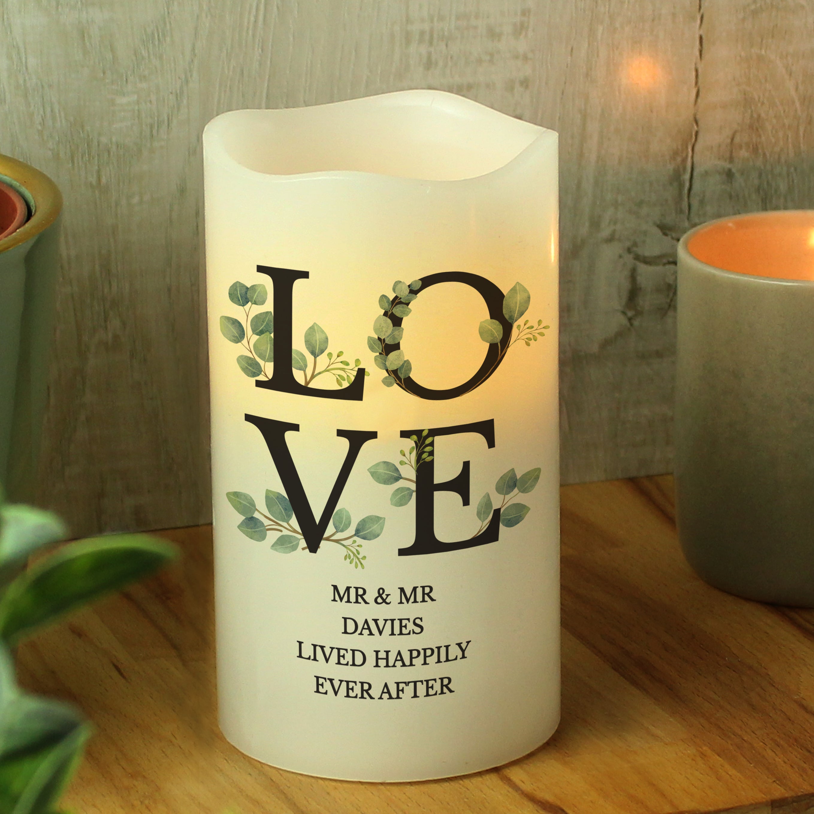 Personalised LOVE LED Candle - gift & personalise