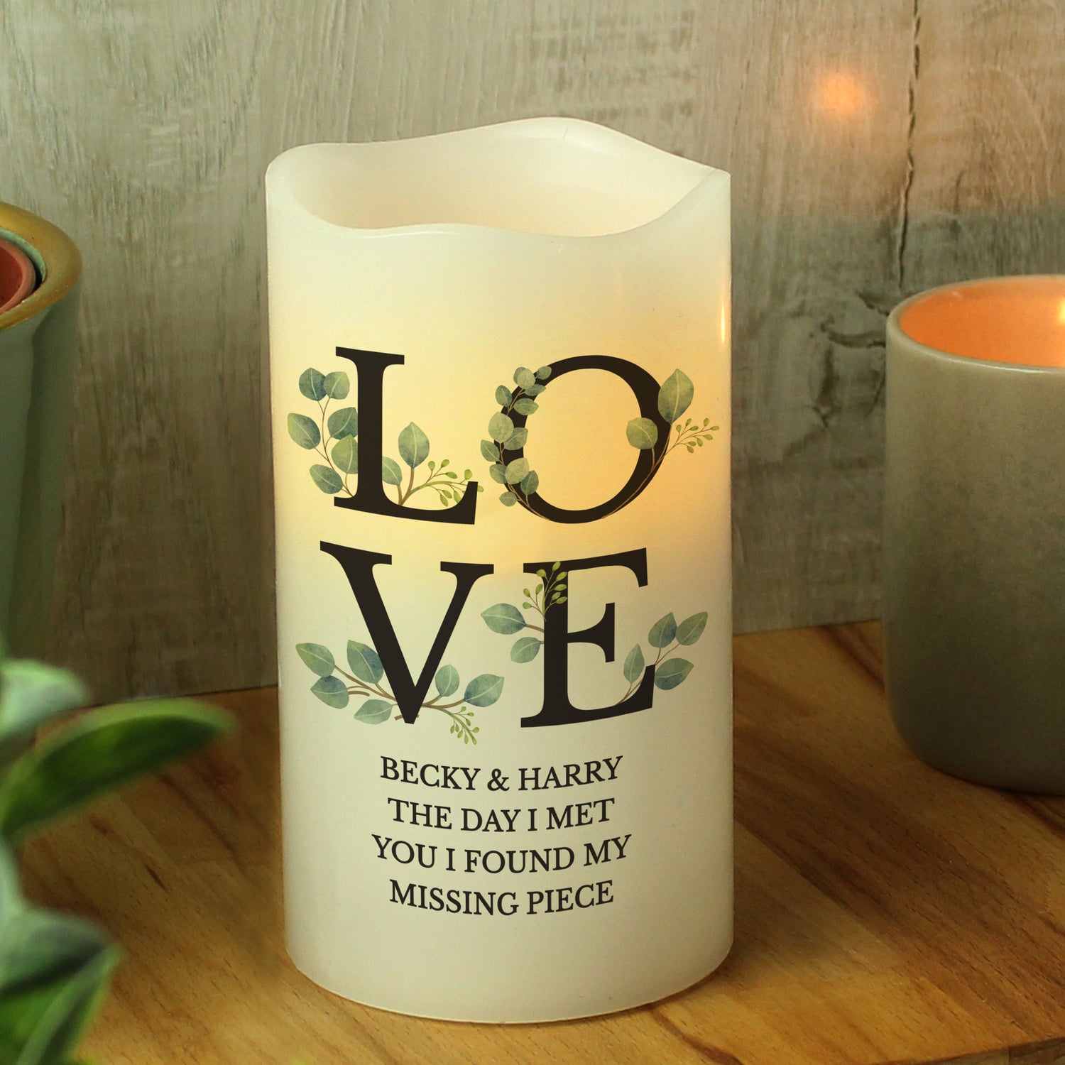 Personalised LOVE LED Candle - gift & personalise