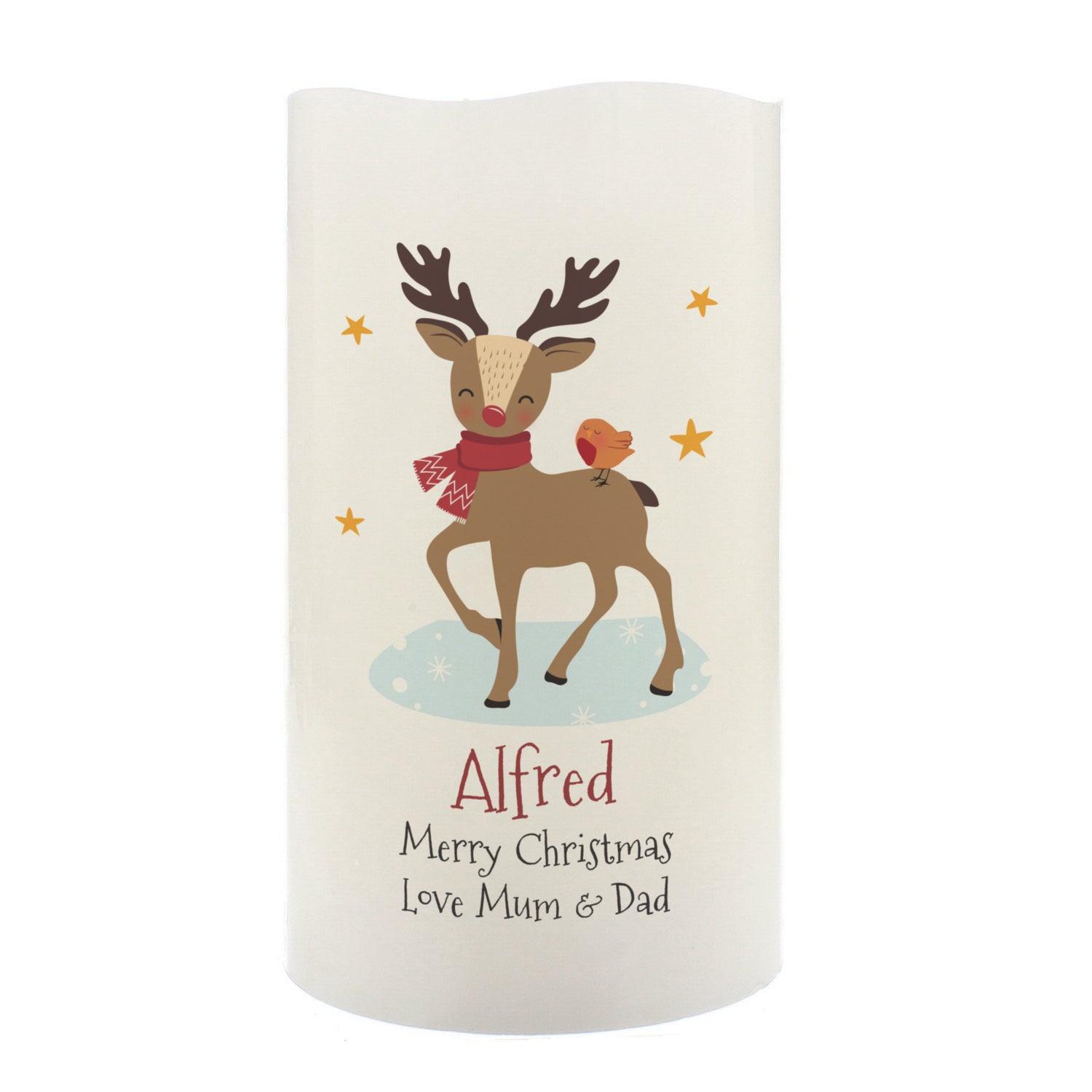 Personalised Christmas Reindeer LED Candle - gift & personalise