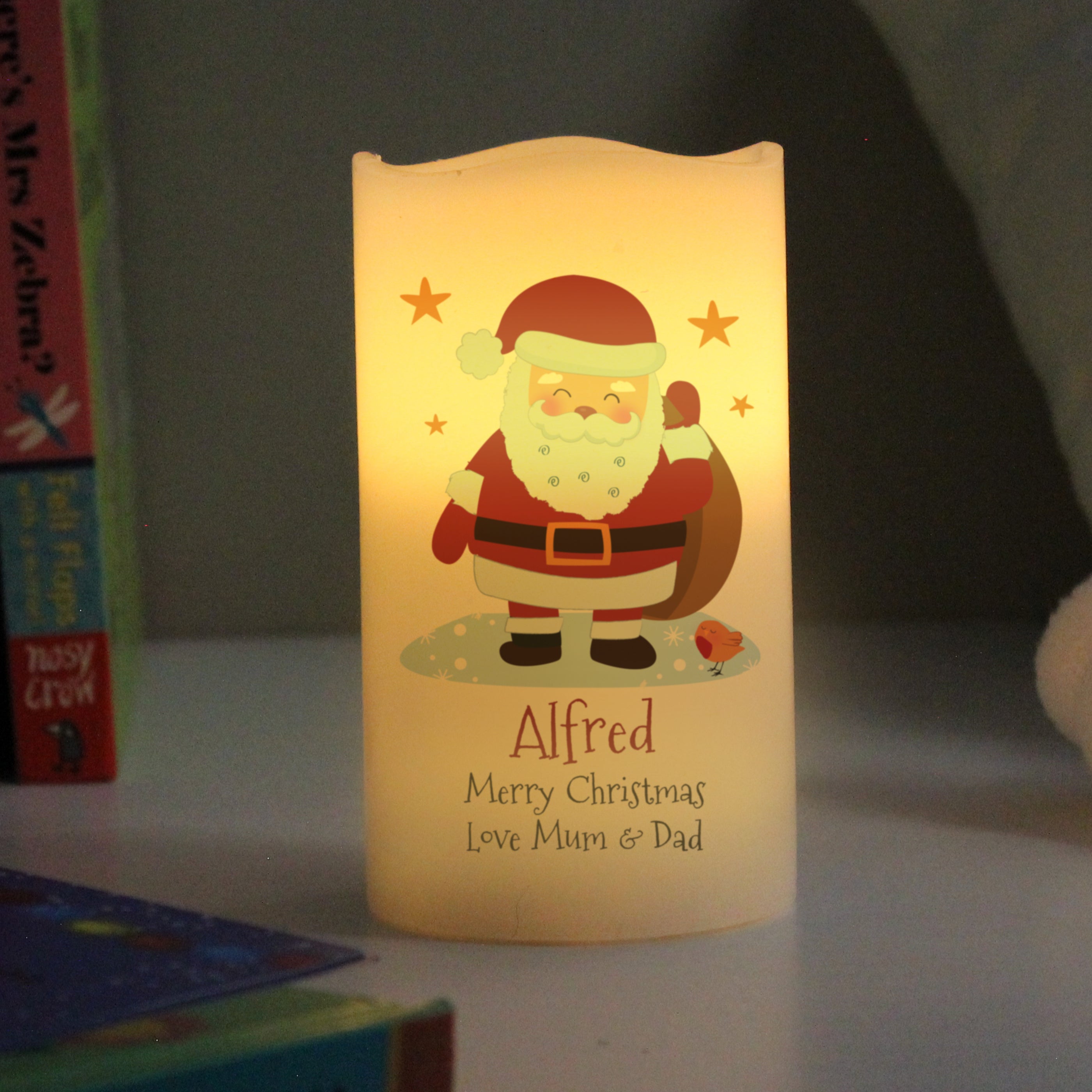 Personalised Christmas Santa LED Candle - gift & personalise