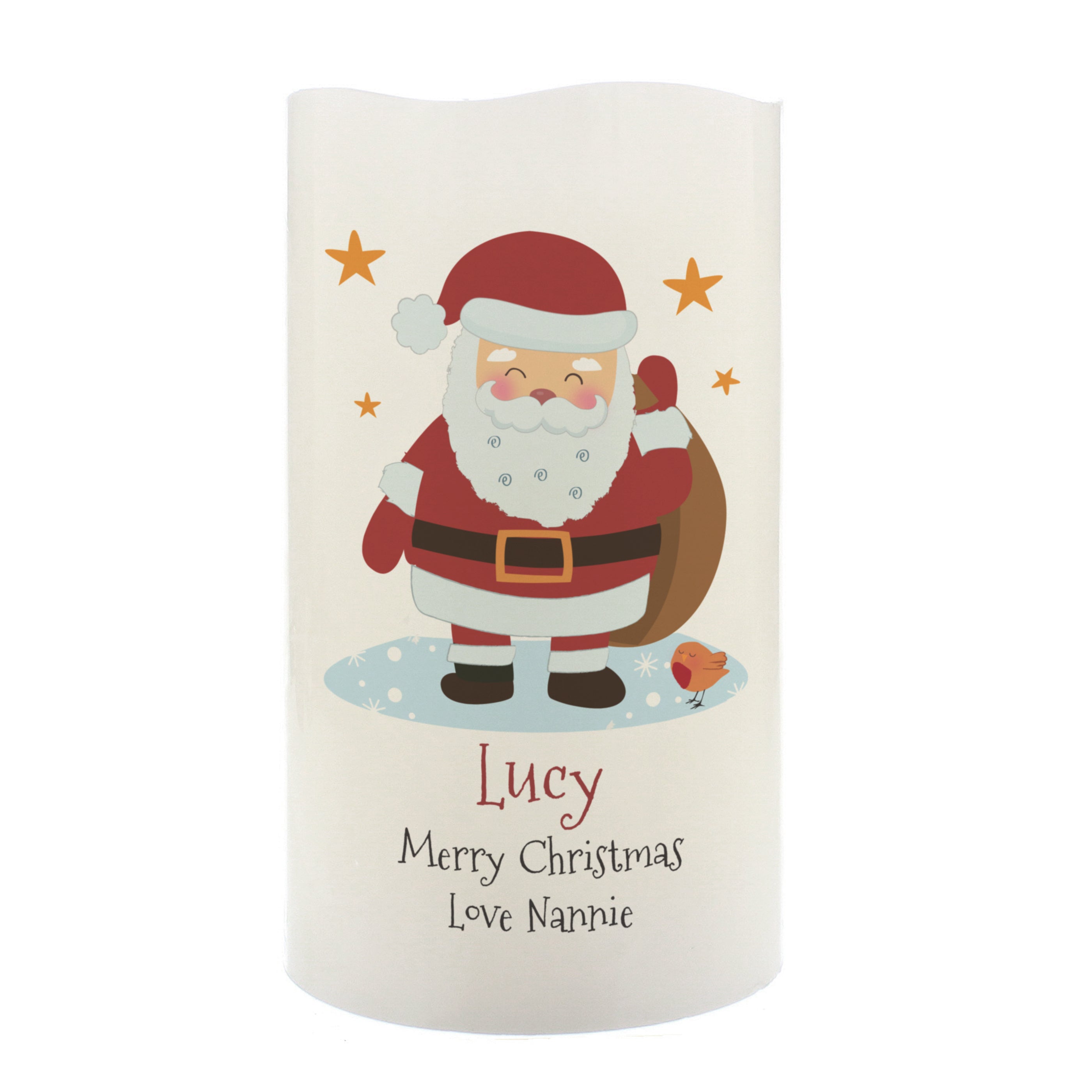 Personalised Christmas Santa LED Candle - gift & personalise