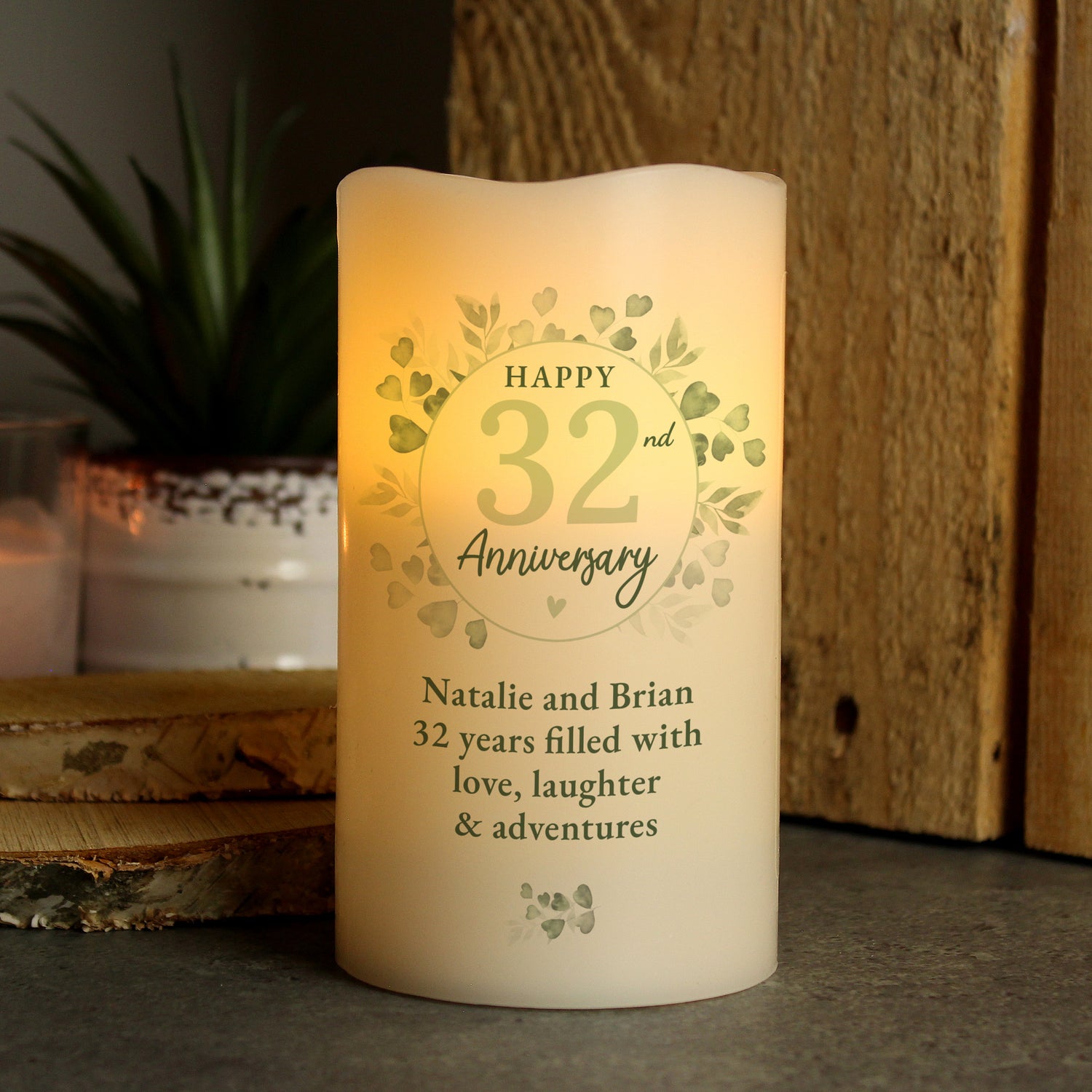 Personalised Botanical Anniversary LED Candle - gift & personalise