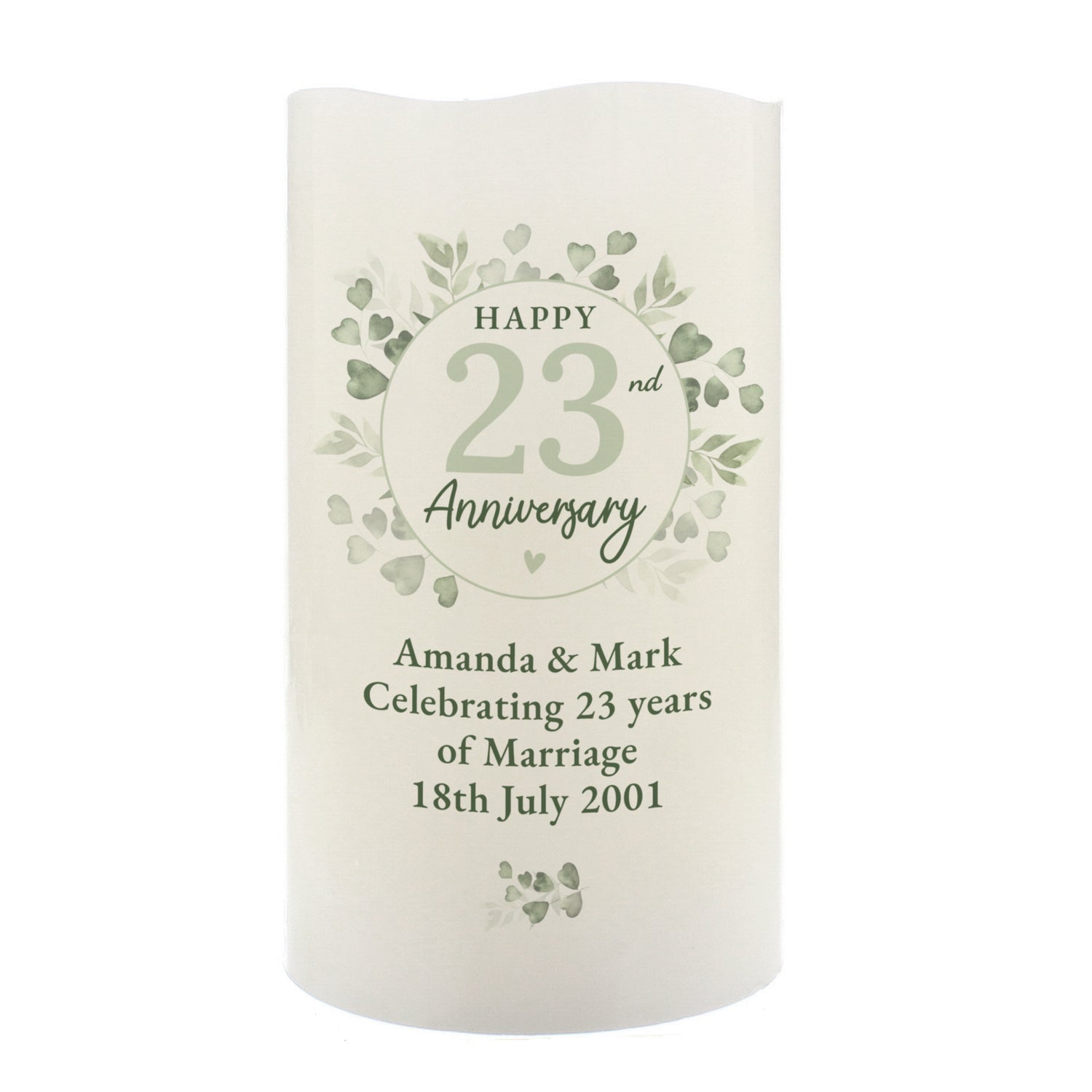 Personalised Botanical Anniversary LED Candle - gift & personalise