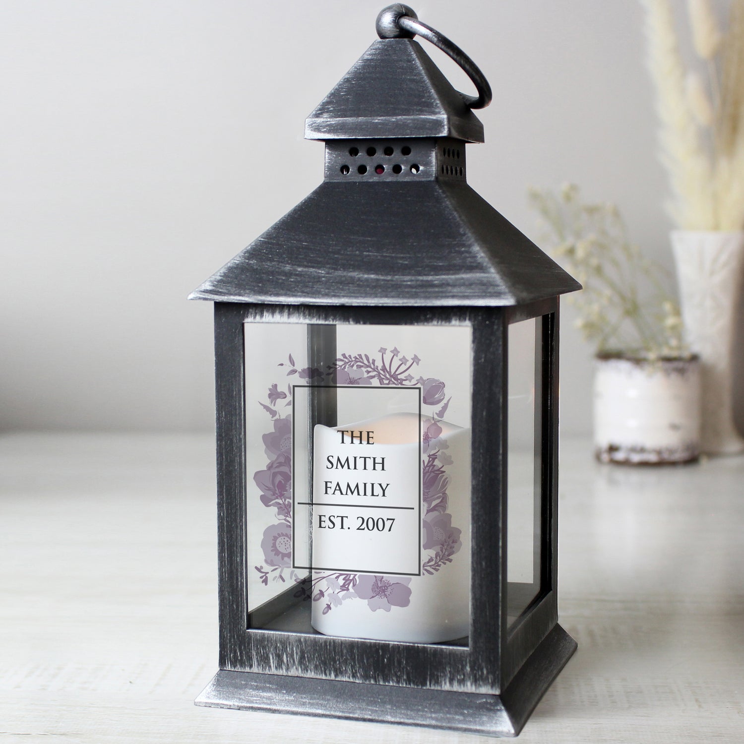 Personalised Soft Watercolour Rustic Black Lantern - gift & personalise