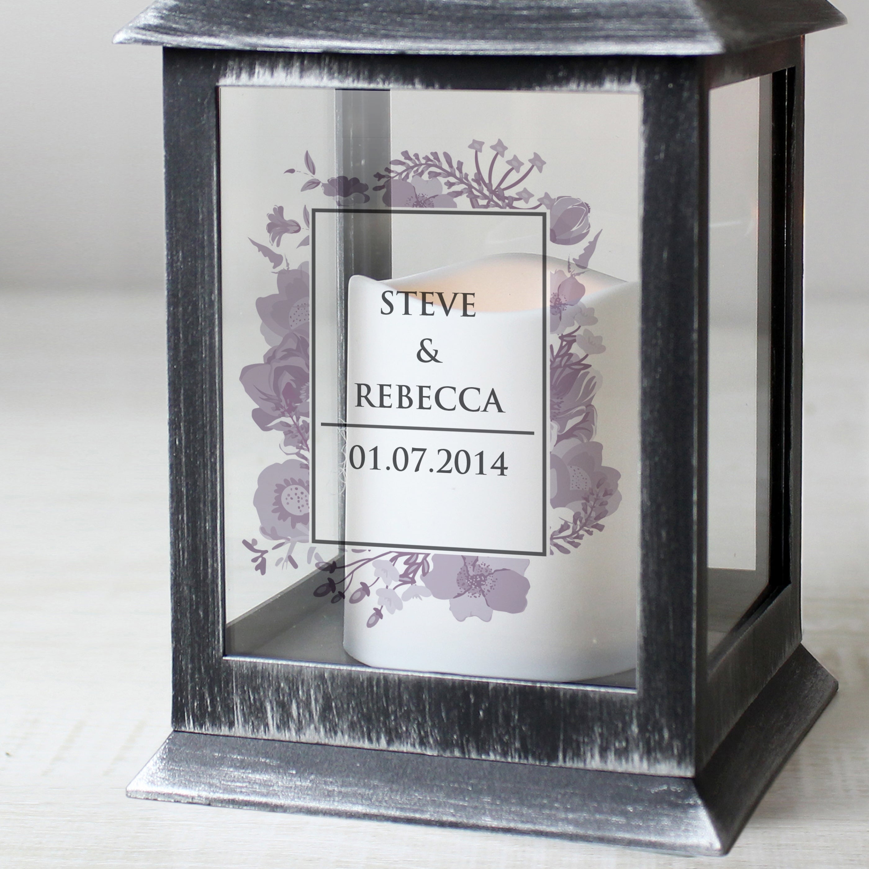 Personalised Soft Watercolour Rustic Black Lantern - gift & personalise