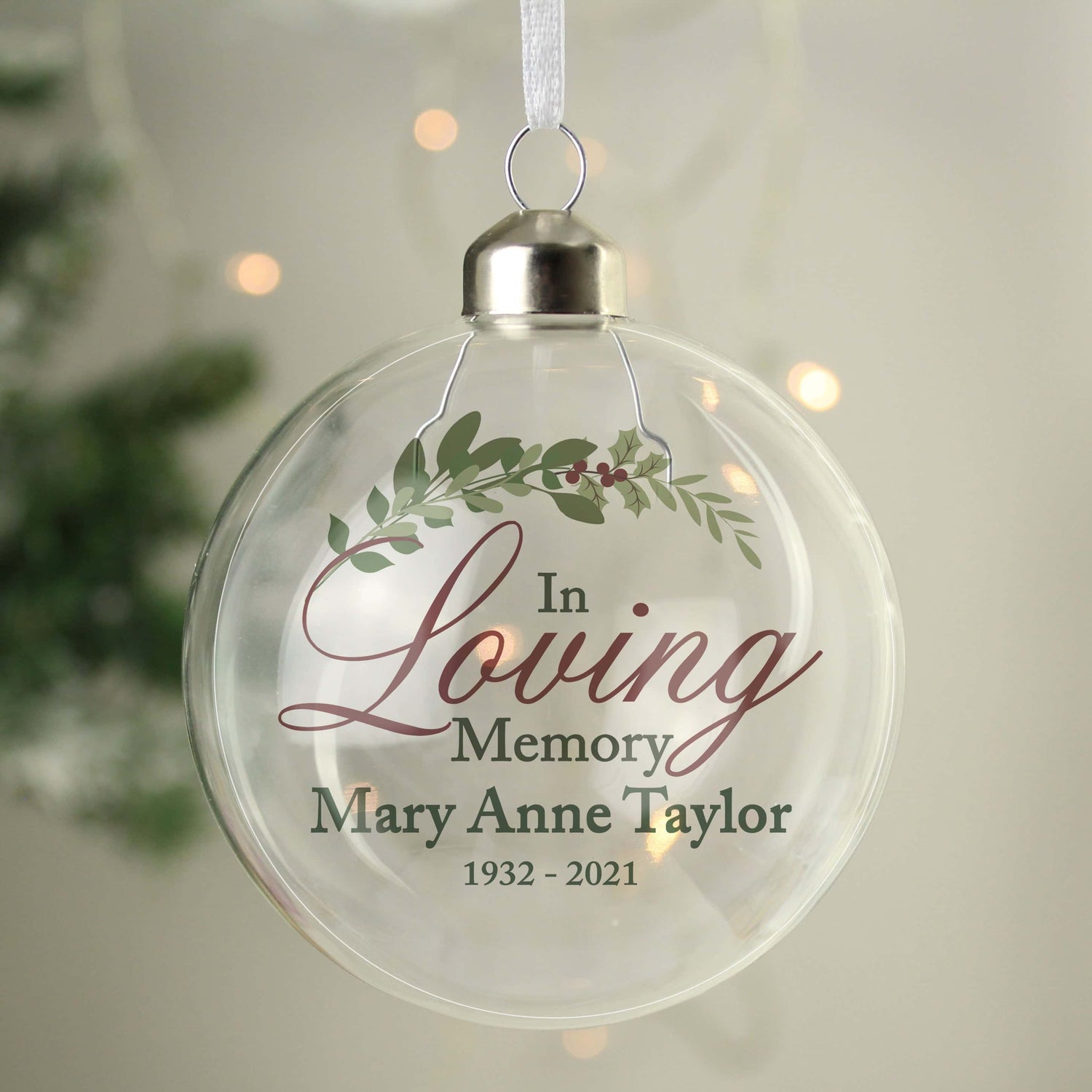 Personalised In Loving Memory Glass Bauble - gift & personalise