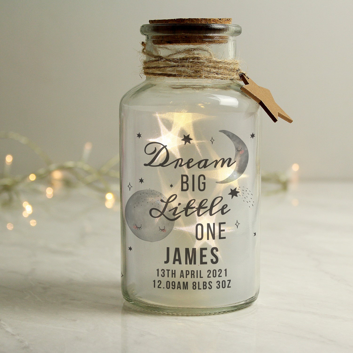 Personalised Dream Big LED Glass Jar - gift & personalise