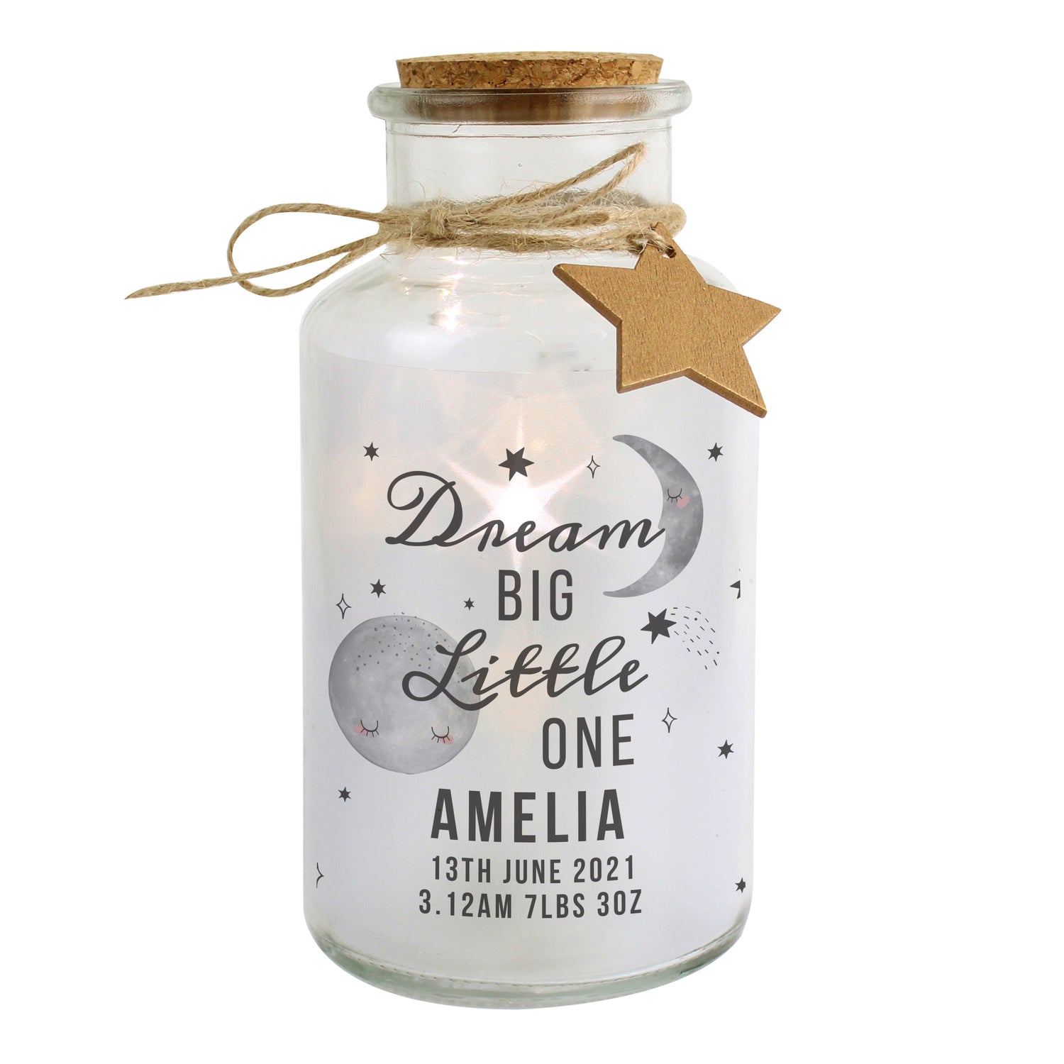 Personalised Dream Big LED Glass Jar - gift & personalise