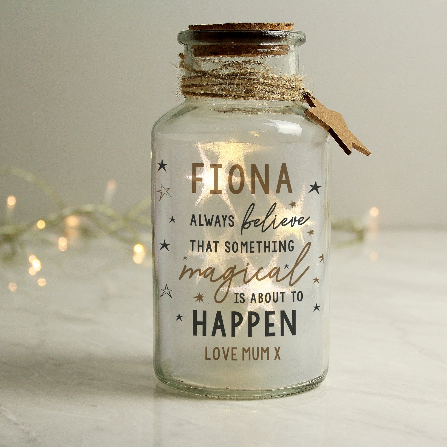 Personalised Magical Things Happen LED Glass Jar - gift & personalise