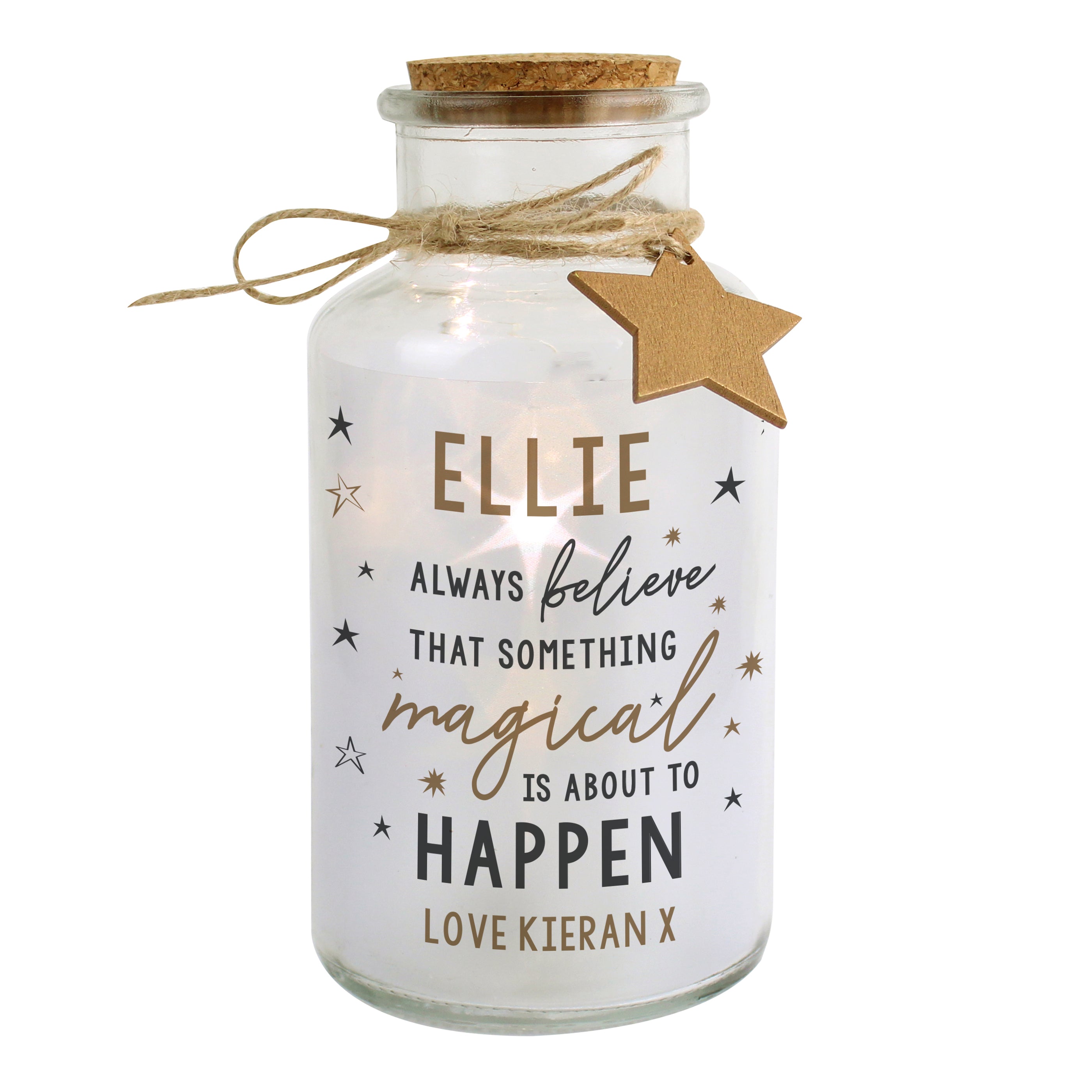 Personalised Magical Things Happen LED Glass Jar - gift & personalise