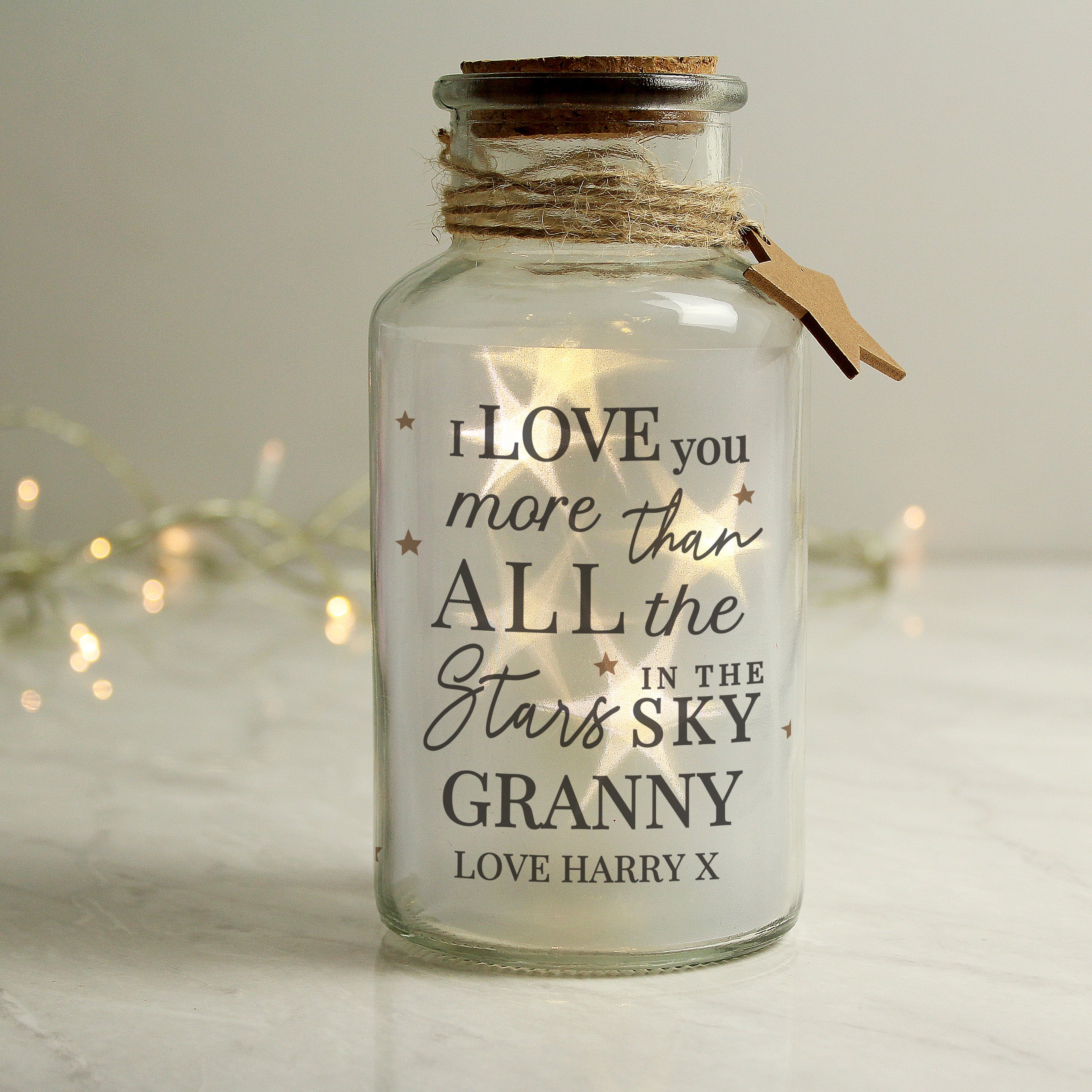 Personalised I Love You More... LED Glass Jar - gift & personalise