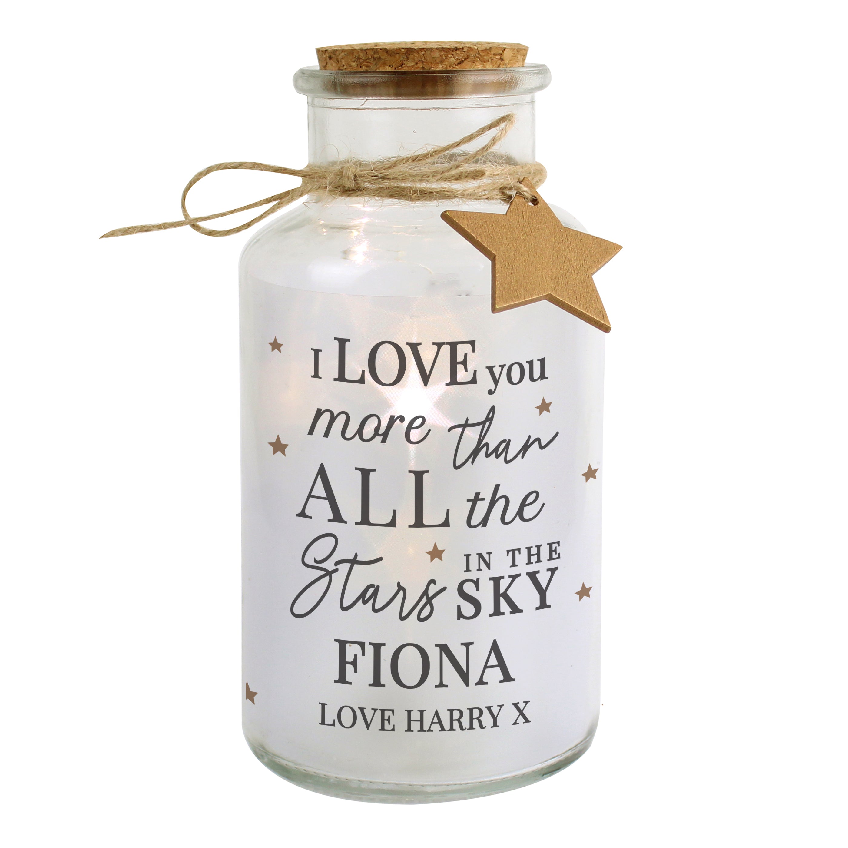 Personalised I Love You More... LED Glass Jar - gift & personalise