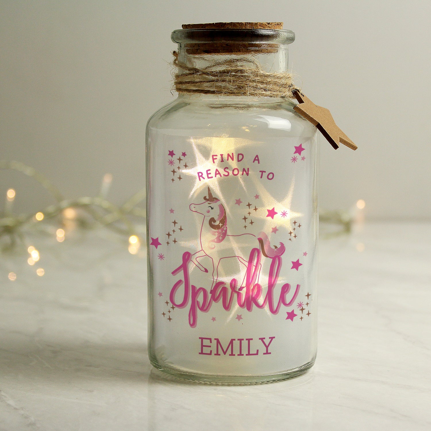 Personalised Unicorn LED Glass Jar - gift & personalise