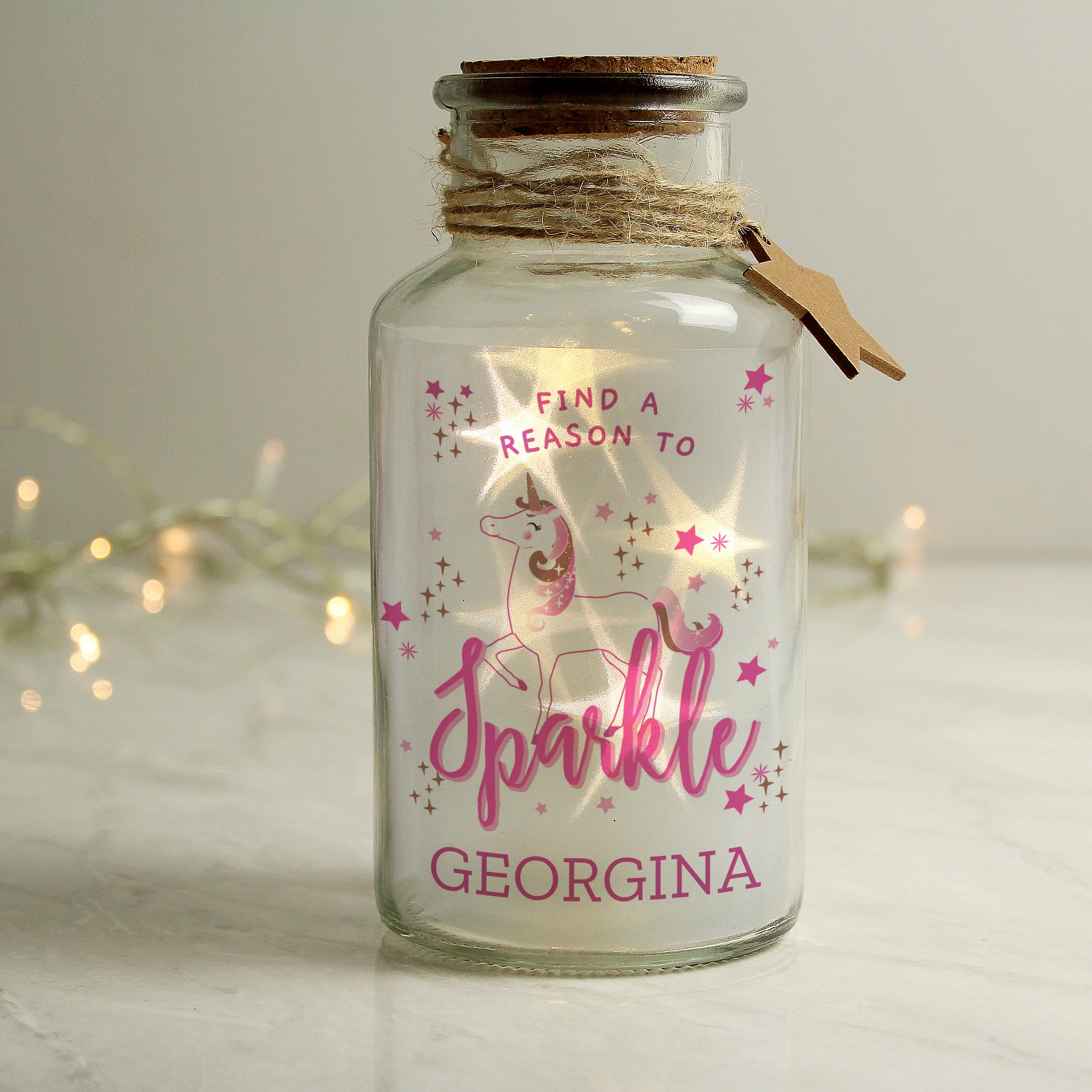 Personalised Unicorn LED Glass Jar - gift & personalise