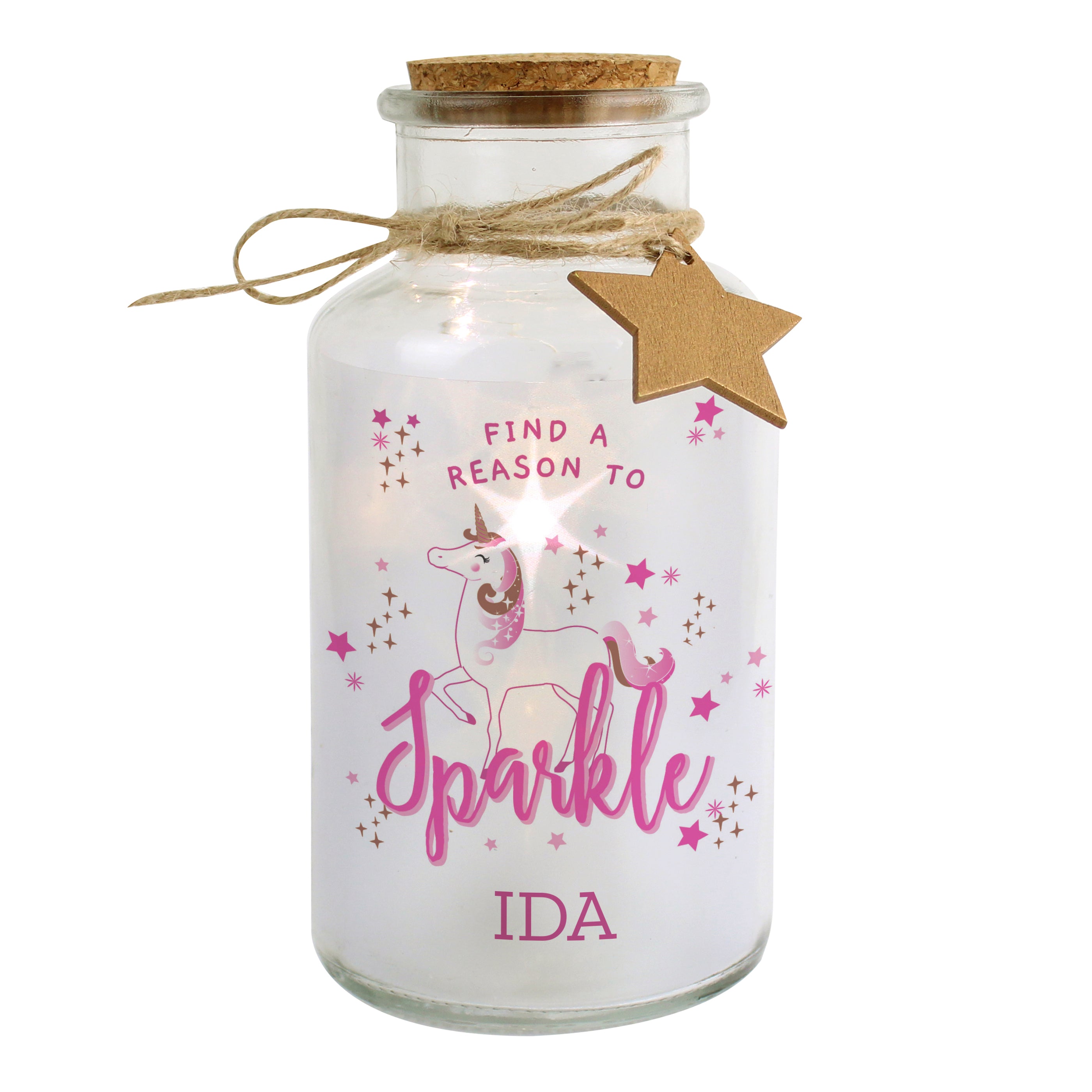 Personalised Unicorn LED Glass Jar - gift & personalise