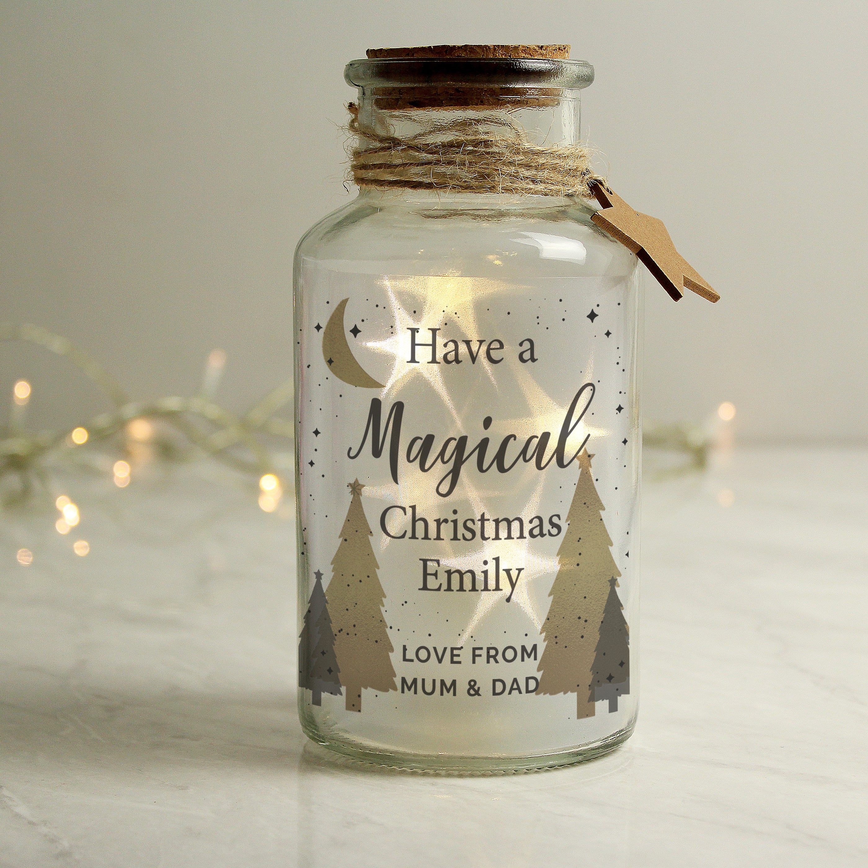 Personalised Christmas Tree LED Glass Jar - gift & personalise