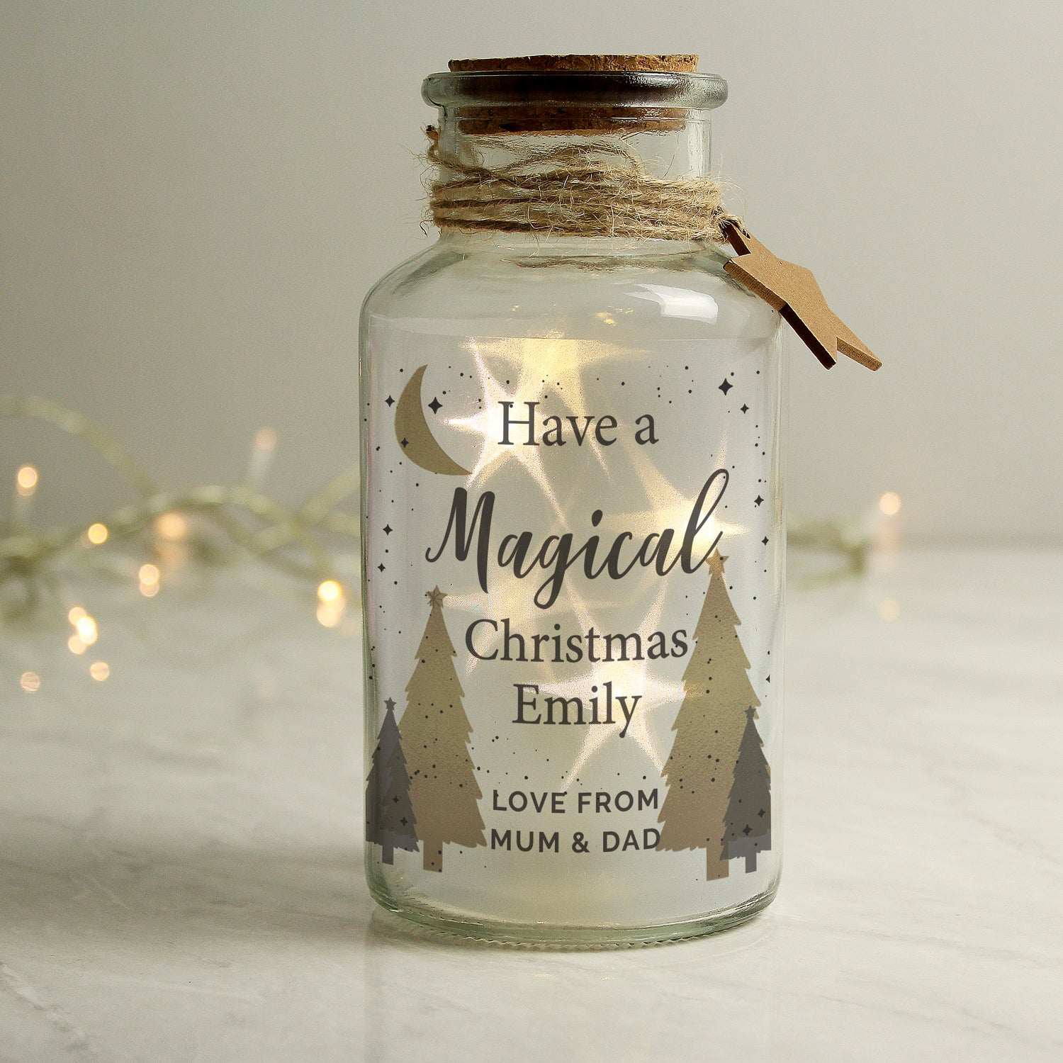 Personalised Christmas Tree LED Glass Jar - gift & personalise
