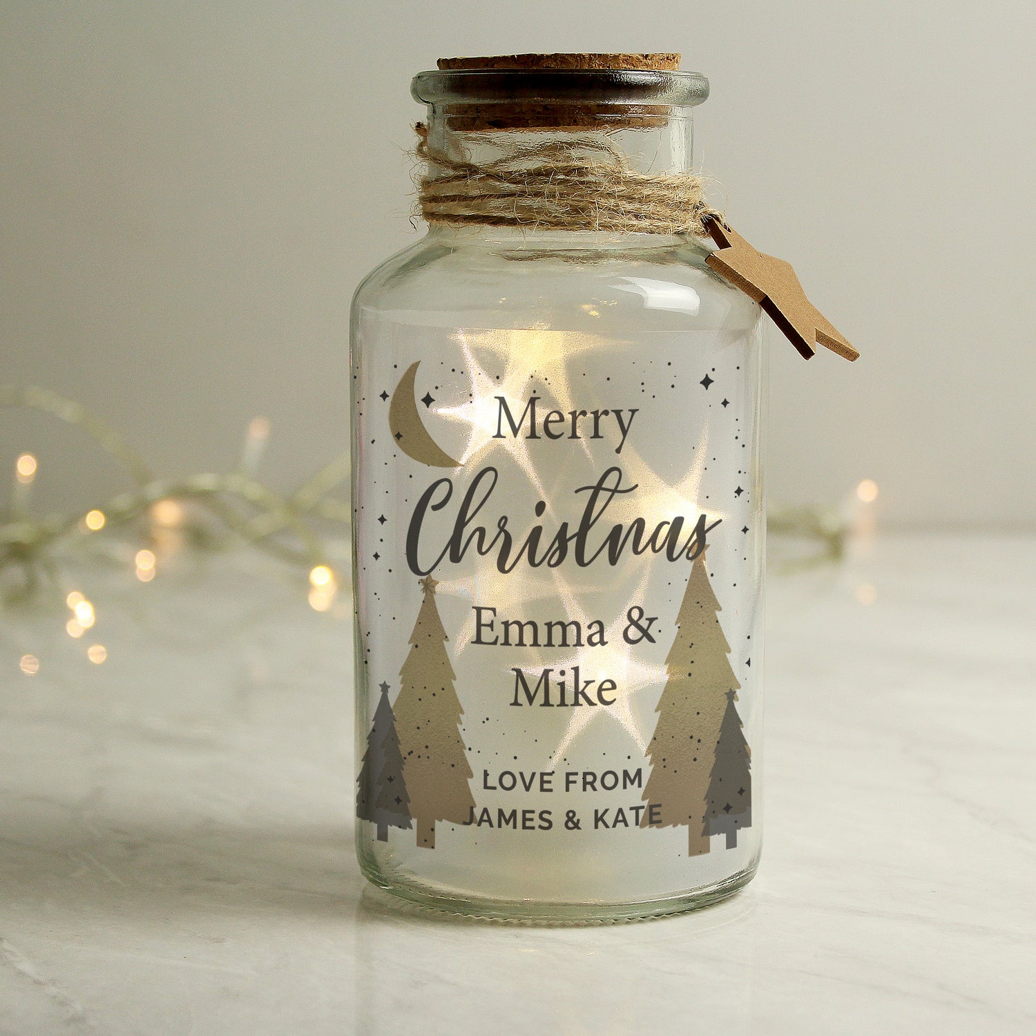 Personalised Christmas Tree LED Glass Jar - gift & personalise