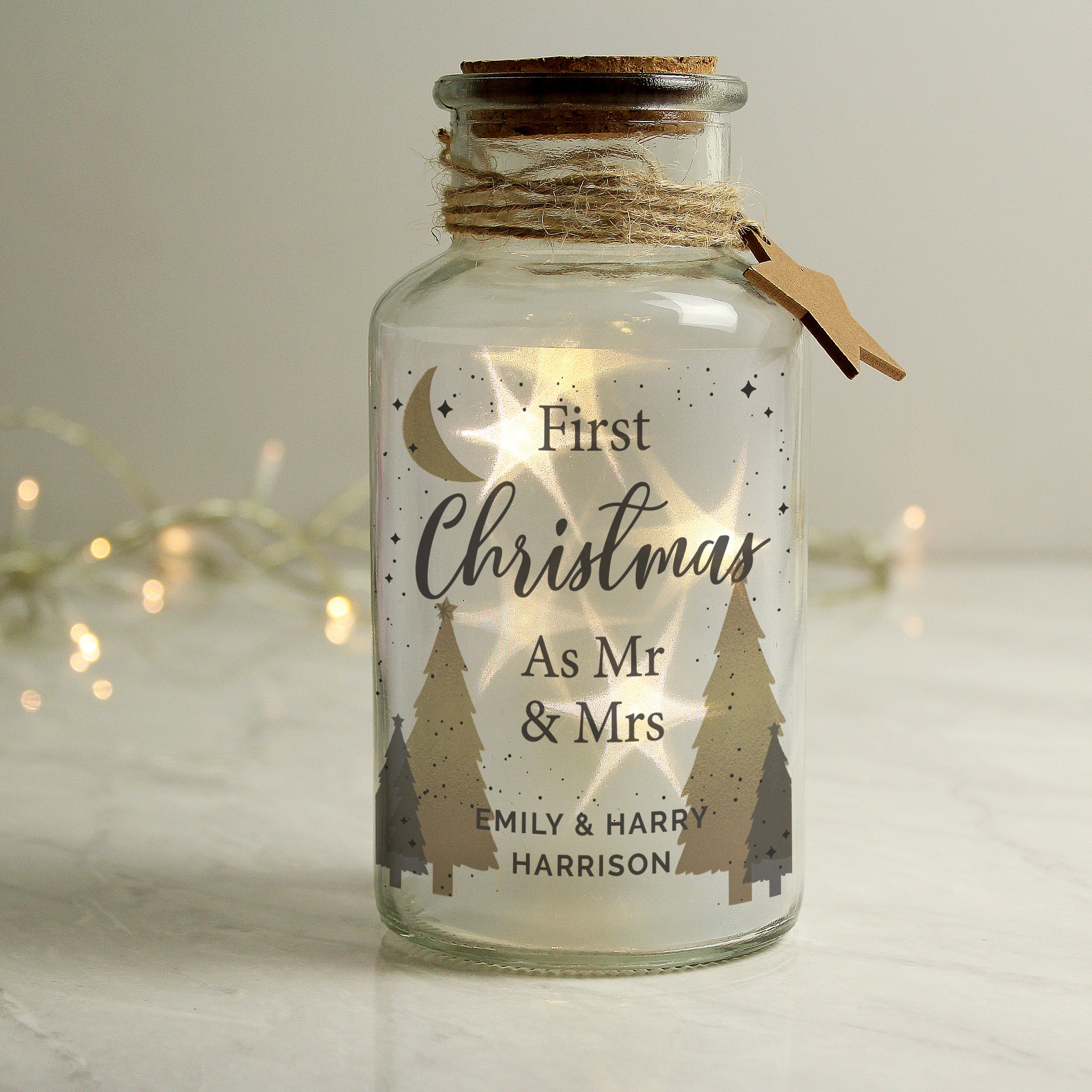 Personalised Christmas Tree LED Glass Jar - gift & personalise