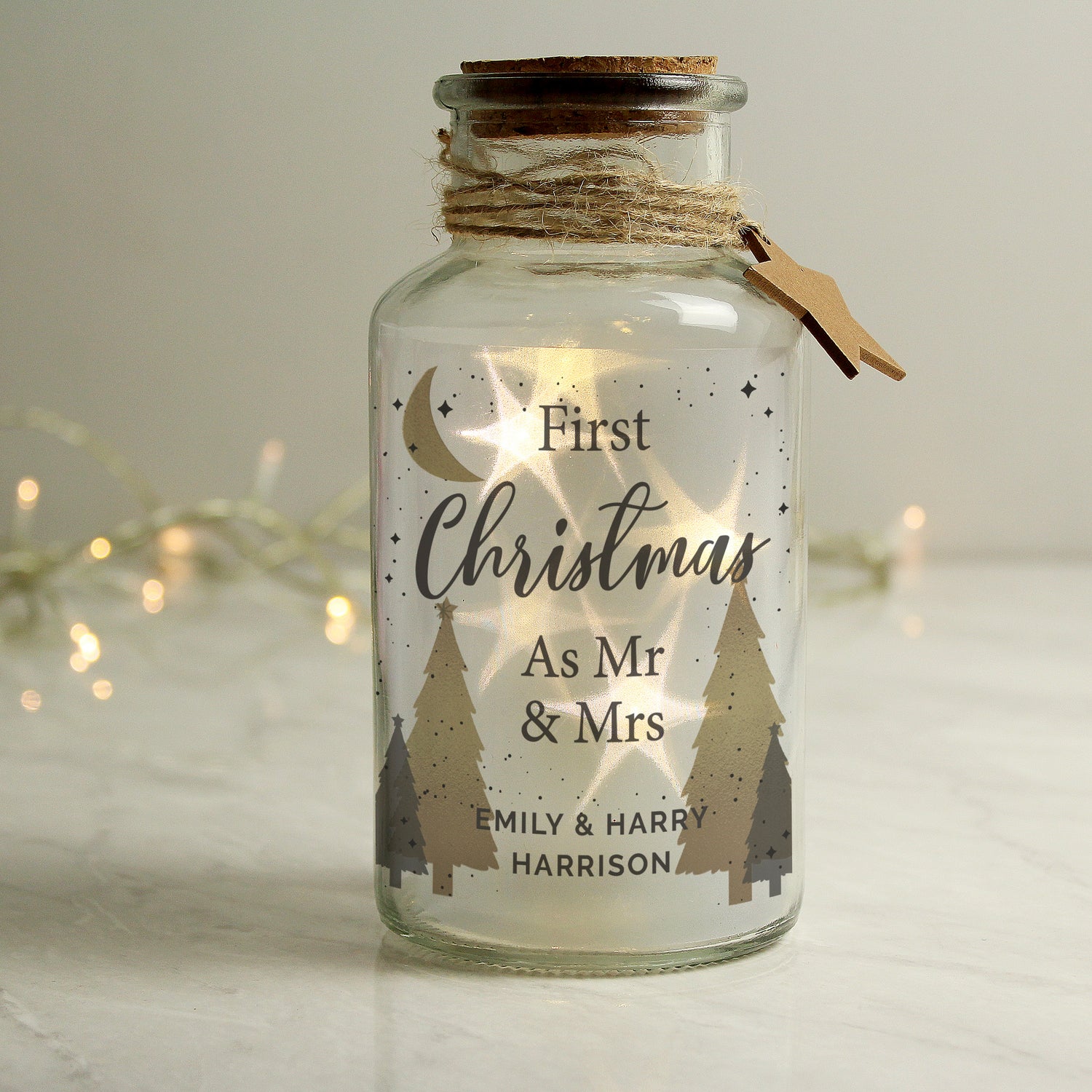 Personalised Christmas Tree LED Glass Jar - gift & personalise