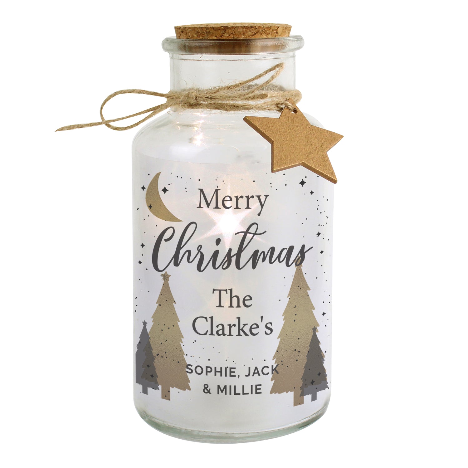 Personalised Christmas Tree LED Glass Jar - gift & personalise