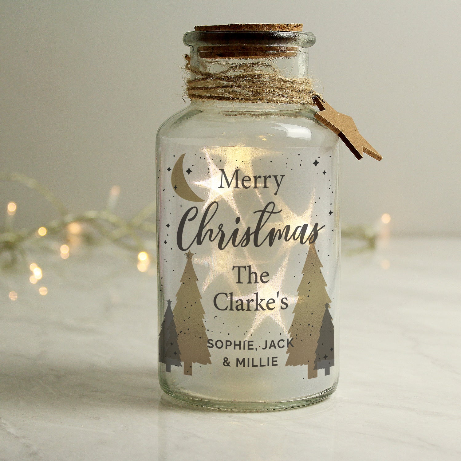 Personalised Christmas Tree LED Glass Jar - gift & personalise