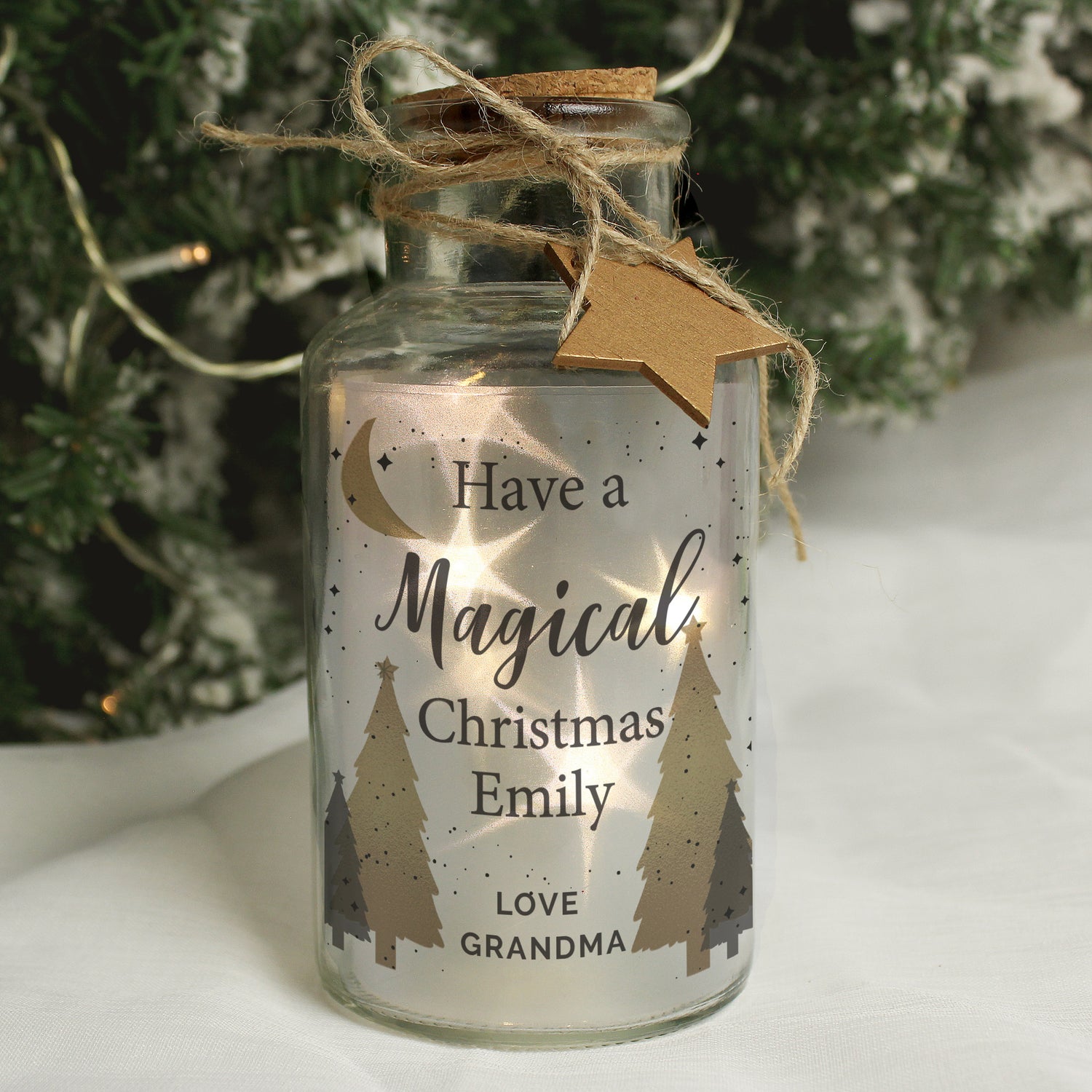 Personalised Christmas Tree LED Glass Jar - gift & personalise