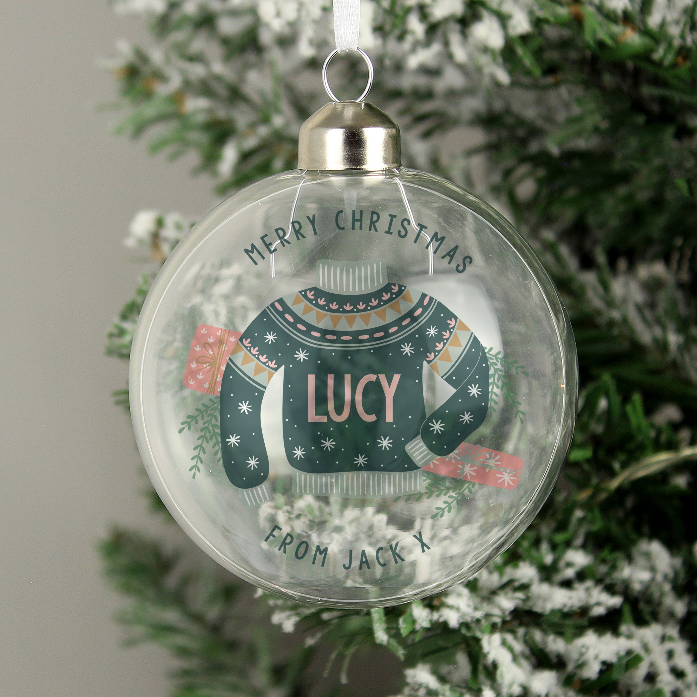 Personalised Cosy Christmas Glass Bauble - gift & personalise