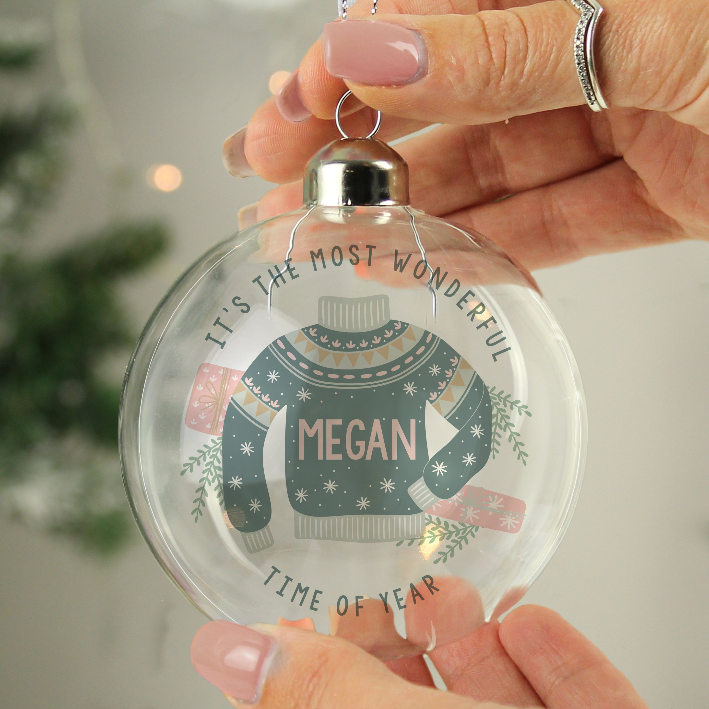 Personalised Cosy Christmas Glass Bauble - gift & personalise