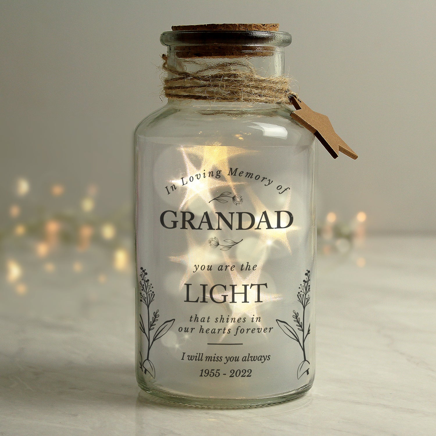 Personalised In Loving Memory LED Glass Jar - gift & personalise