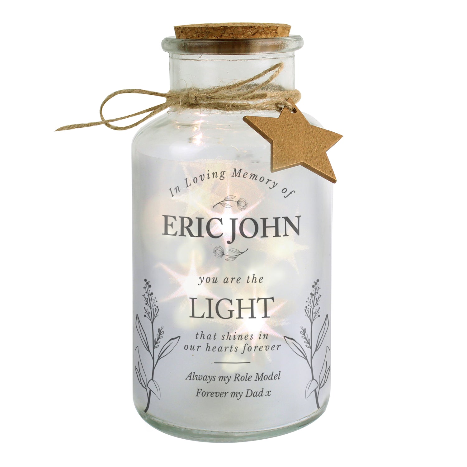 Personalised In Loving Memory LED Glass Jar - gift & personalise