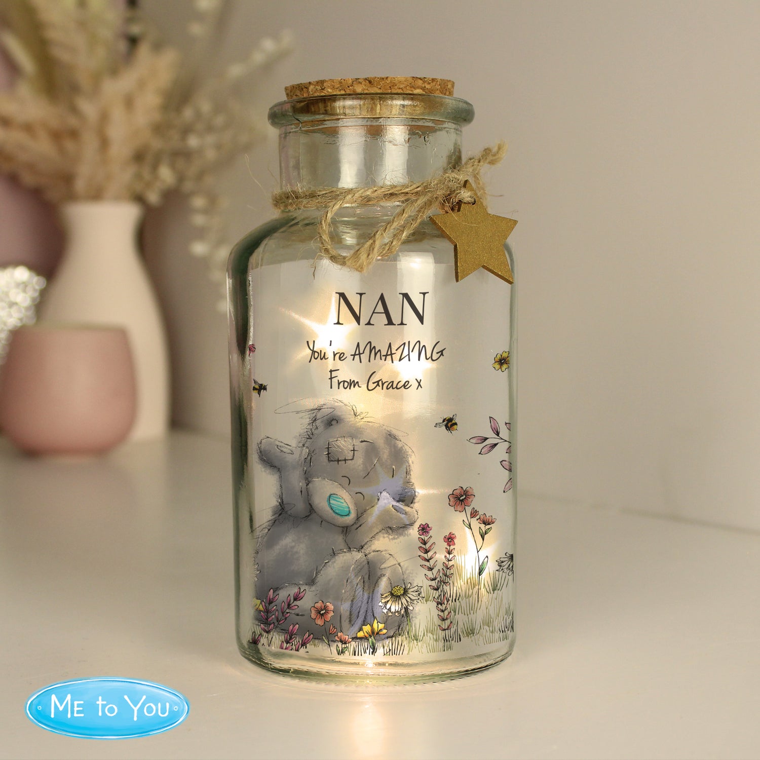 Personalised Me to You Floral LED Glass Jar - gift & personalise