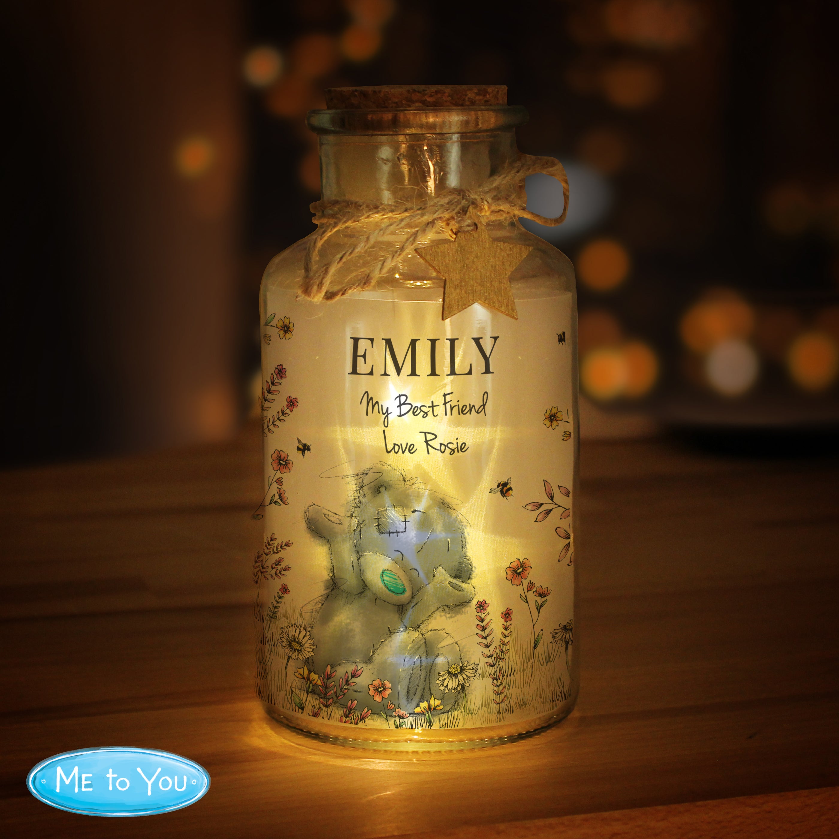 Personalised Me to You Floral LED Glass Jar - gift & personalise