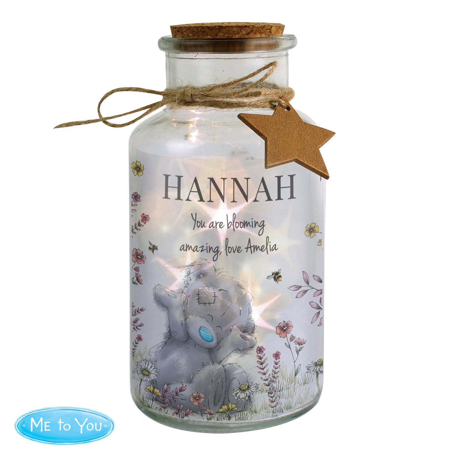 Personalised Me to You Floral LED Glass Jar - gift & personalise